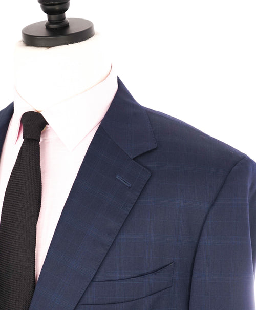 $1,895 CANALI - Navy Blue Windowpane Check Wool 2-Btn Blazer - 46R US