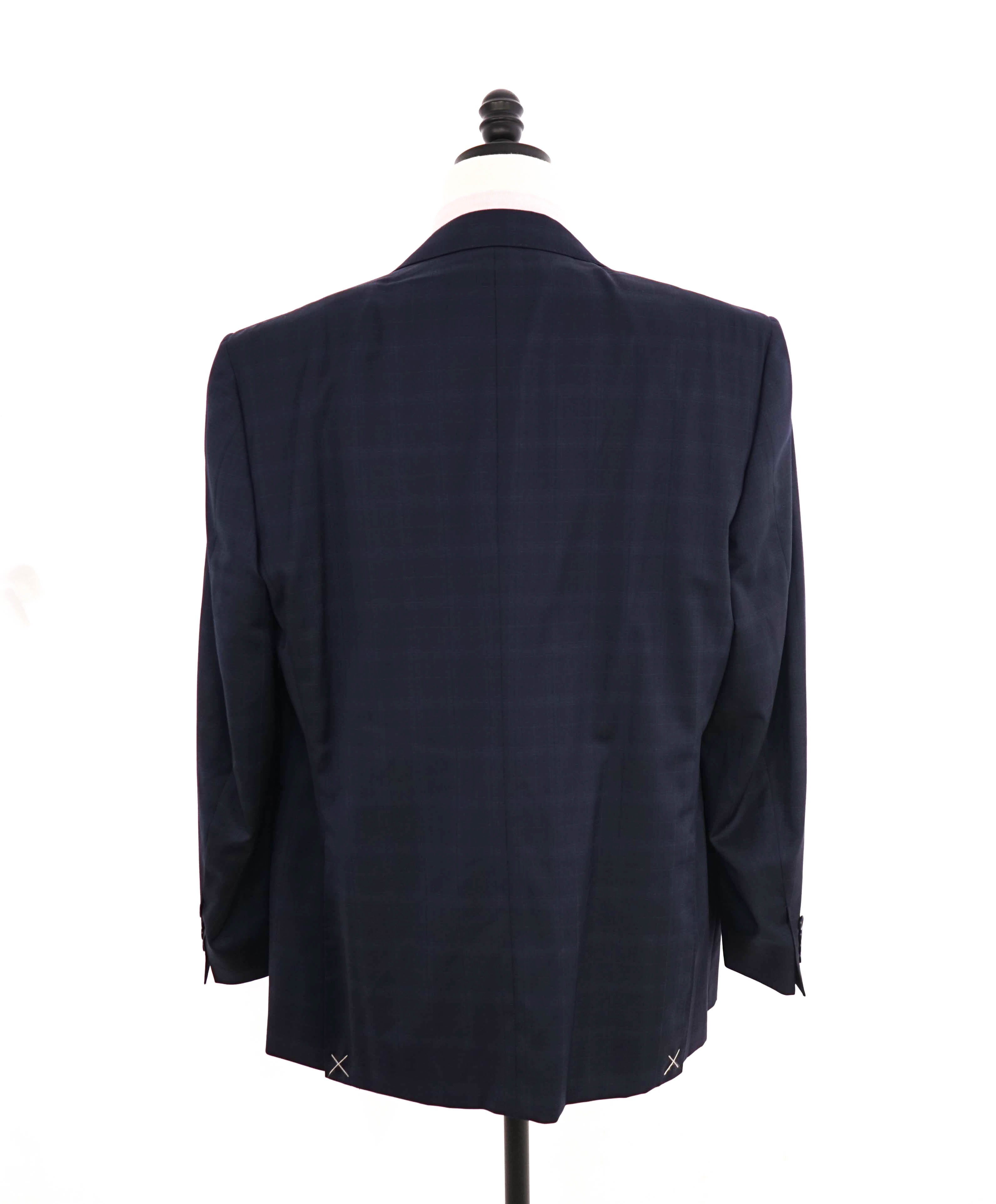 $1,895 CANALI - Navy Blue Windowpane Check Wool 2-Btn Blazer - 46R US