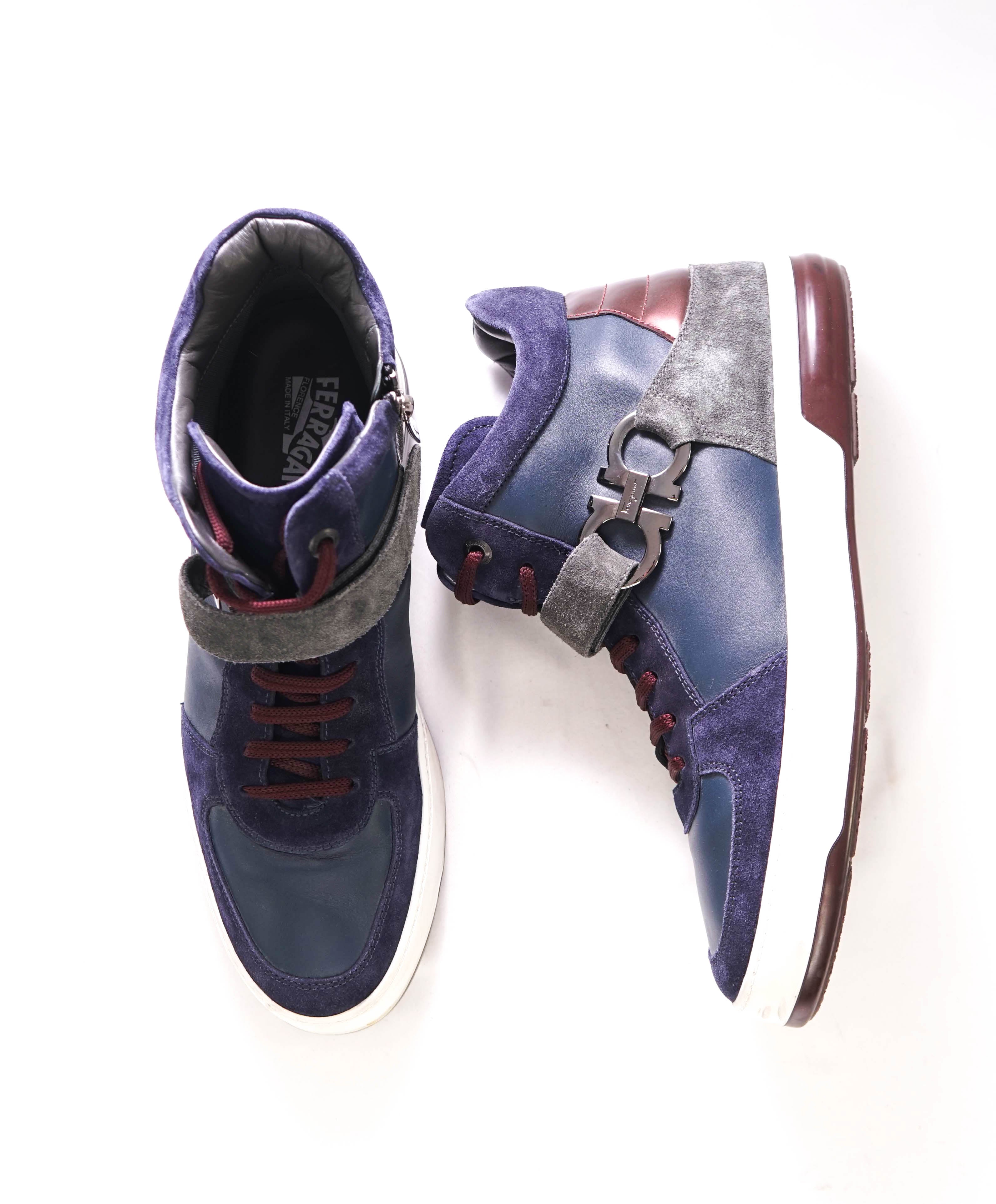 $1,100 SALVATORE FERRAGAMO - *SIDE GANCINI* Blue Hightop Sneaker - 1.5 US