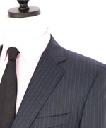 $1,895 CANALI - Navy Blue Textured Chalk Stripe Classic Blazer - 48L