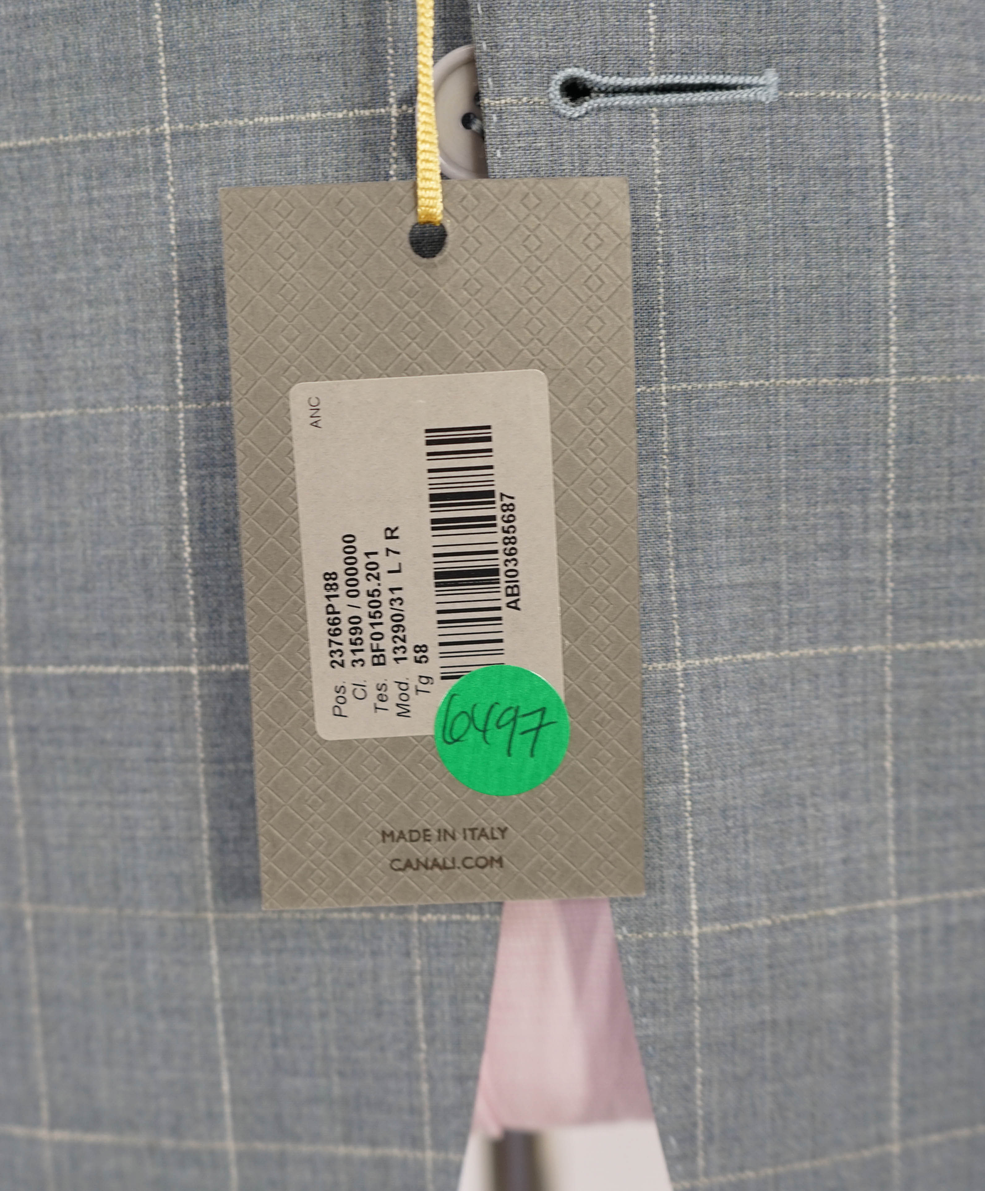 $1,895 CANALI - Baby Blue / Ivory Windowpane Check Blazer - 48R