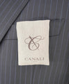 $1,895 CANALI - Navy Blue Textured Chalk Stripe Classic Blazer - 44R