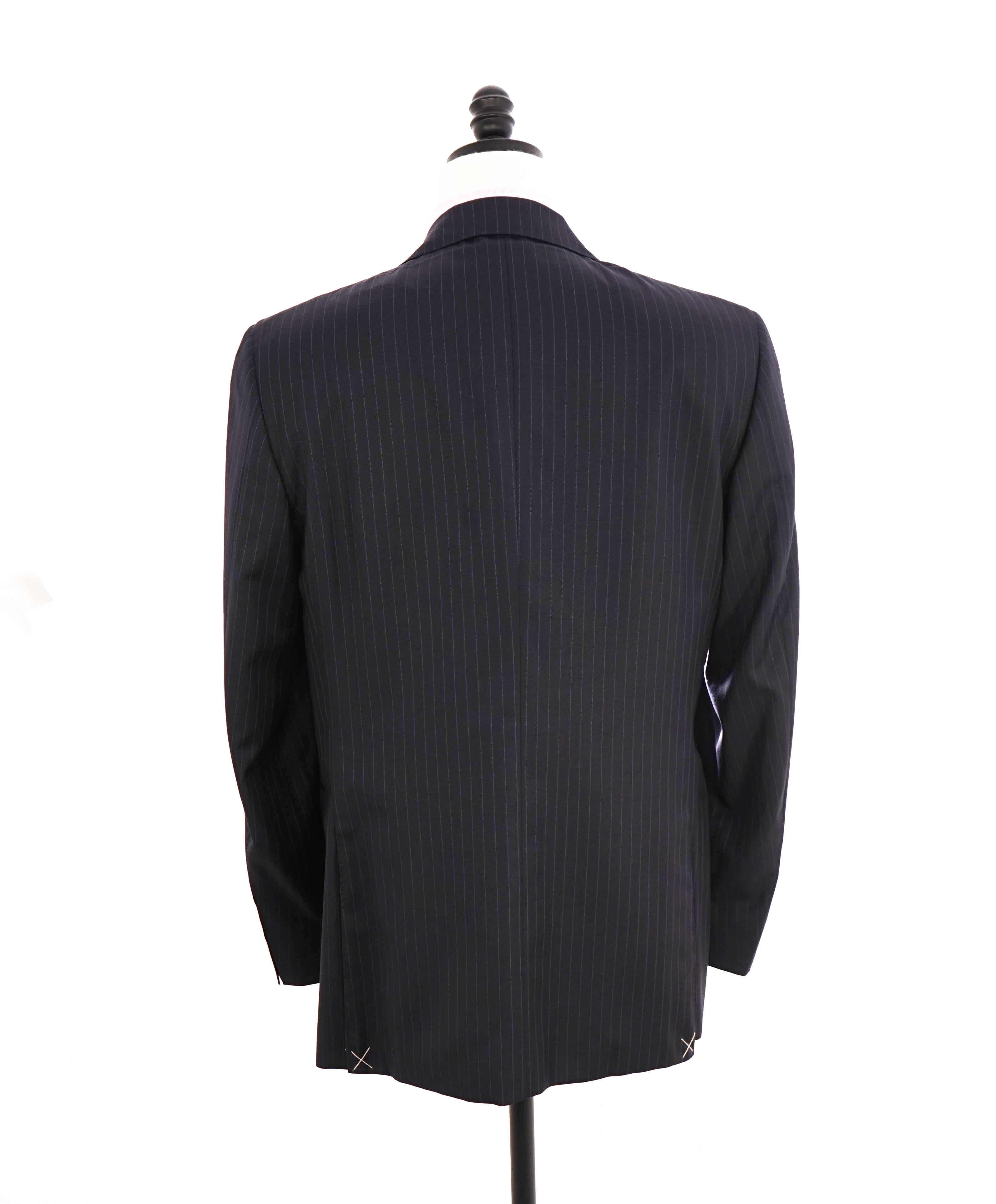 $1,895 CANALI - Navy Blue Textured Chalk Stripe Classic Blazer - 48L