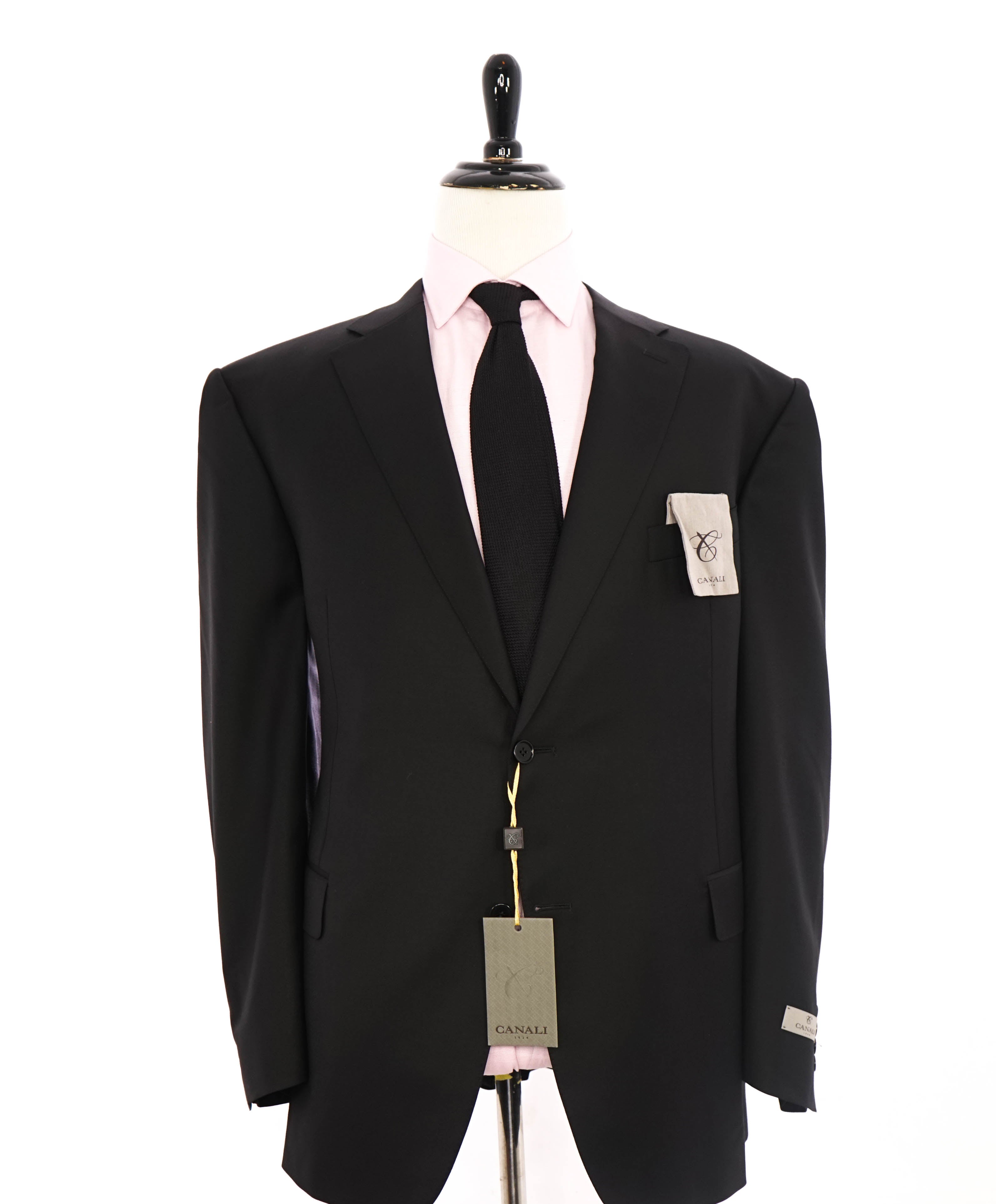 $1,795 CANALI -  Black Solid Notch Lapel 2-Btn Blazer - 40R US