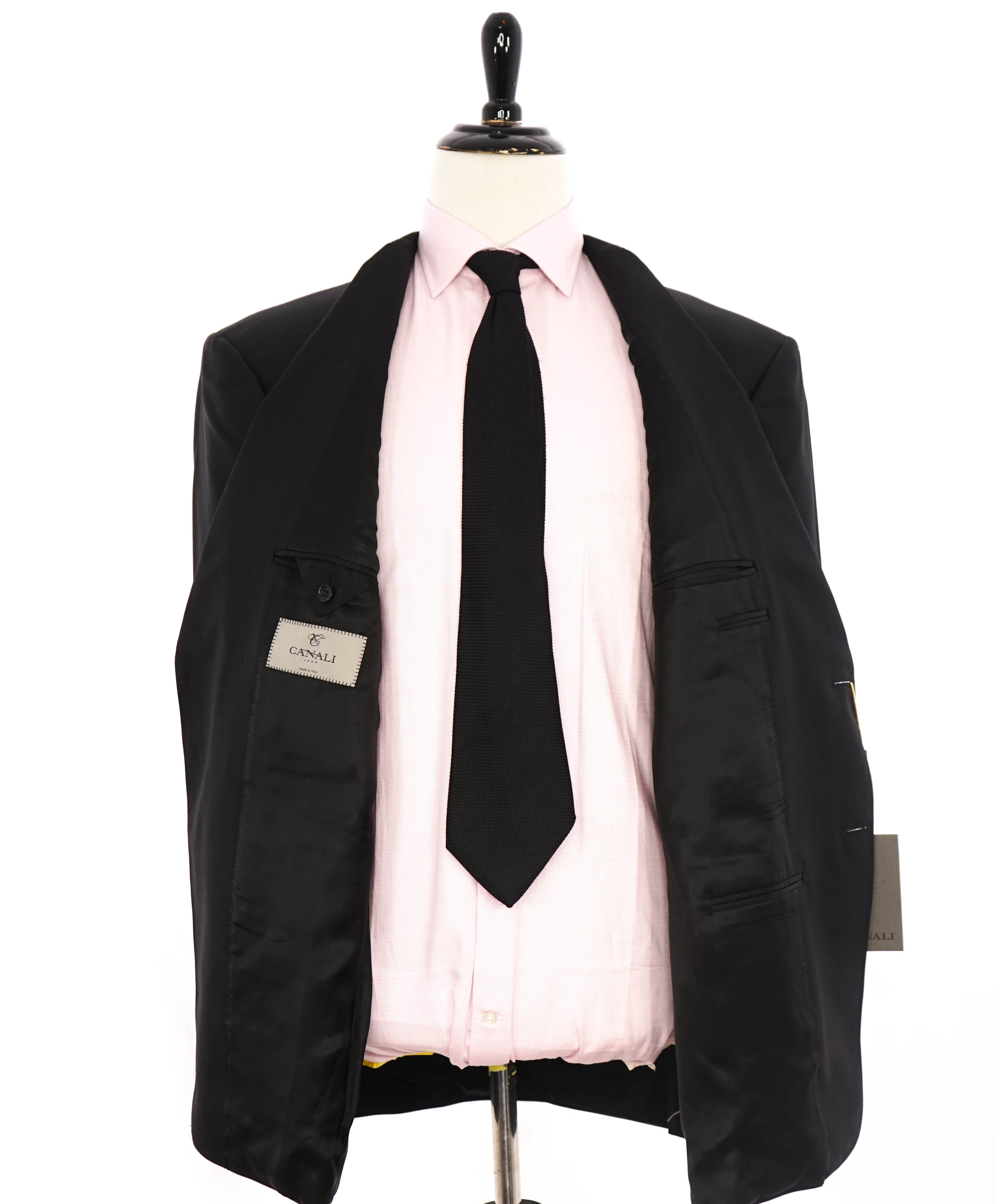 $1,795 CANALI -  Black Solid Notch Lapel 2-Btn Blazer - 36R US