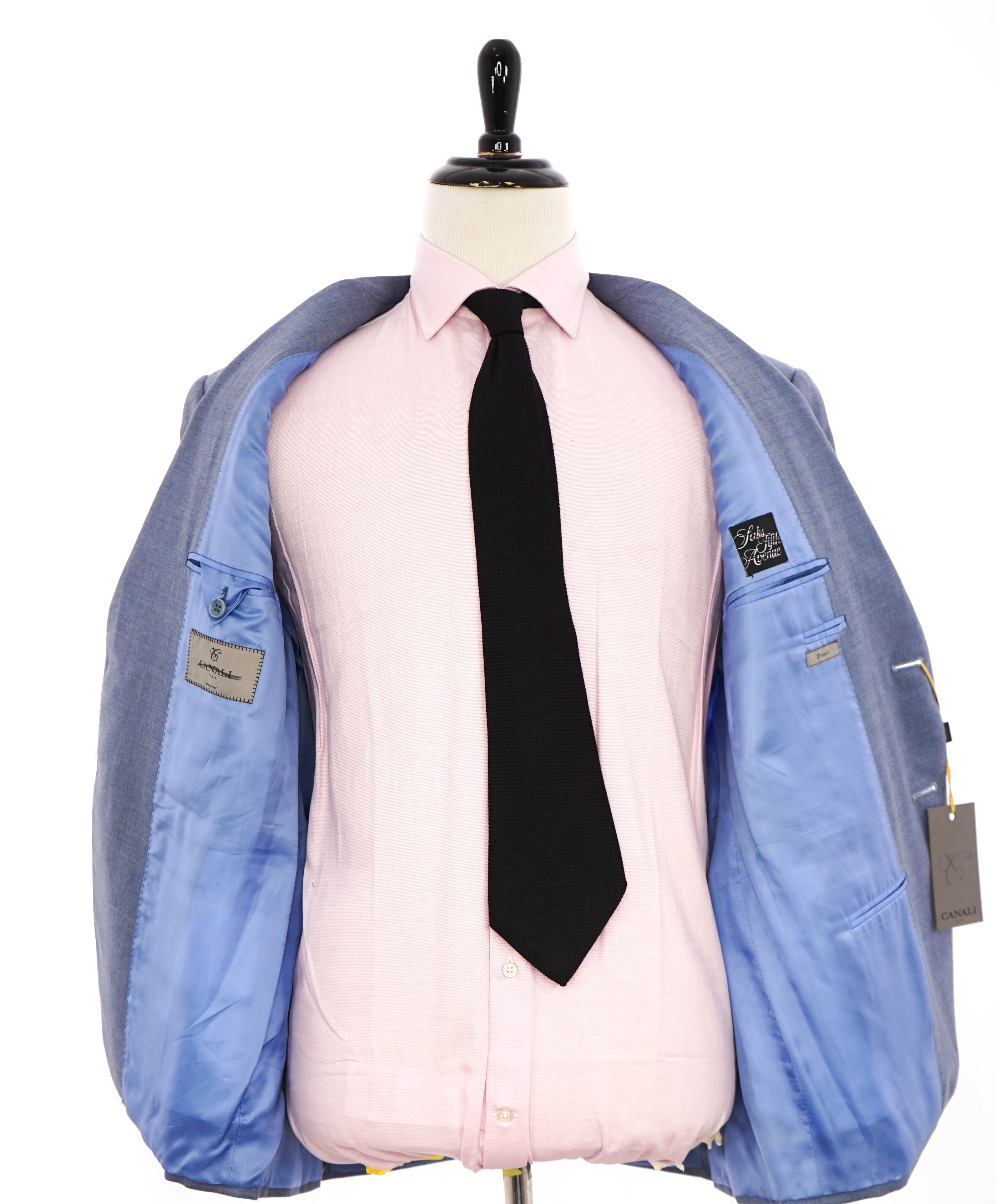 $1,895 CANALI - "TRAVEL" Baby Blue Textured Blazer - 44S