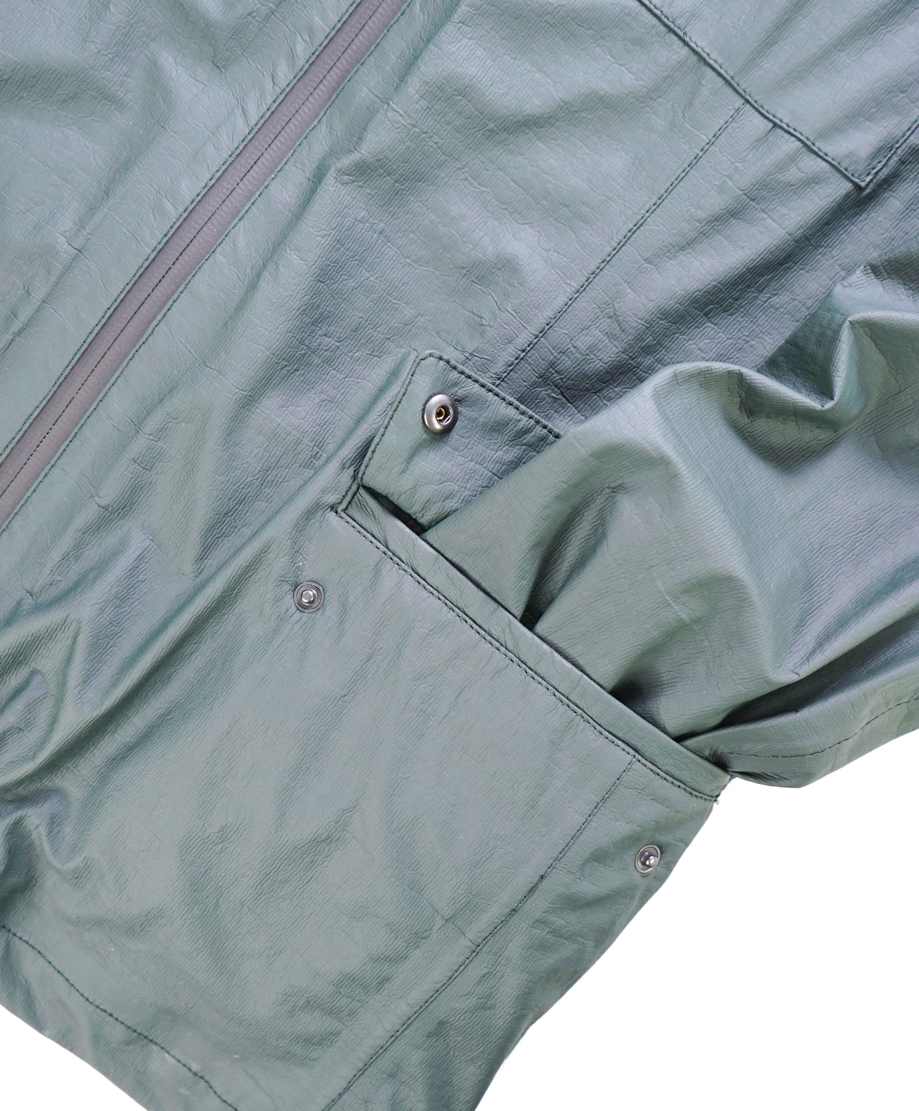 $1,195 ARMANI COLLEZIONI - "Water Repellent" Green Waxed Jacket Coat - 38US M