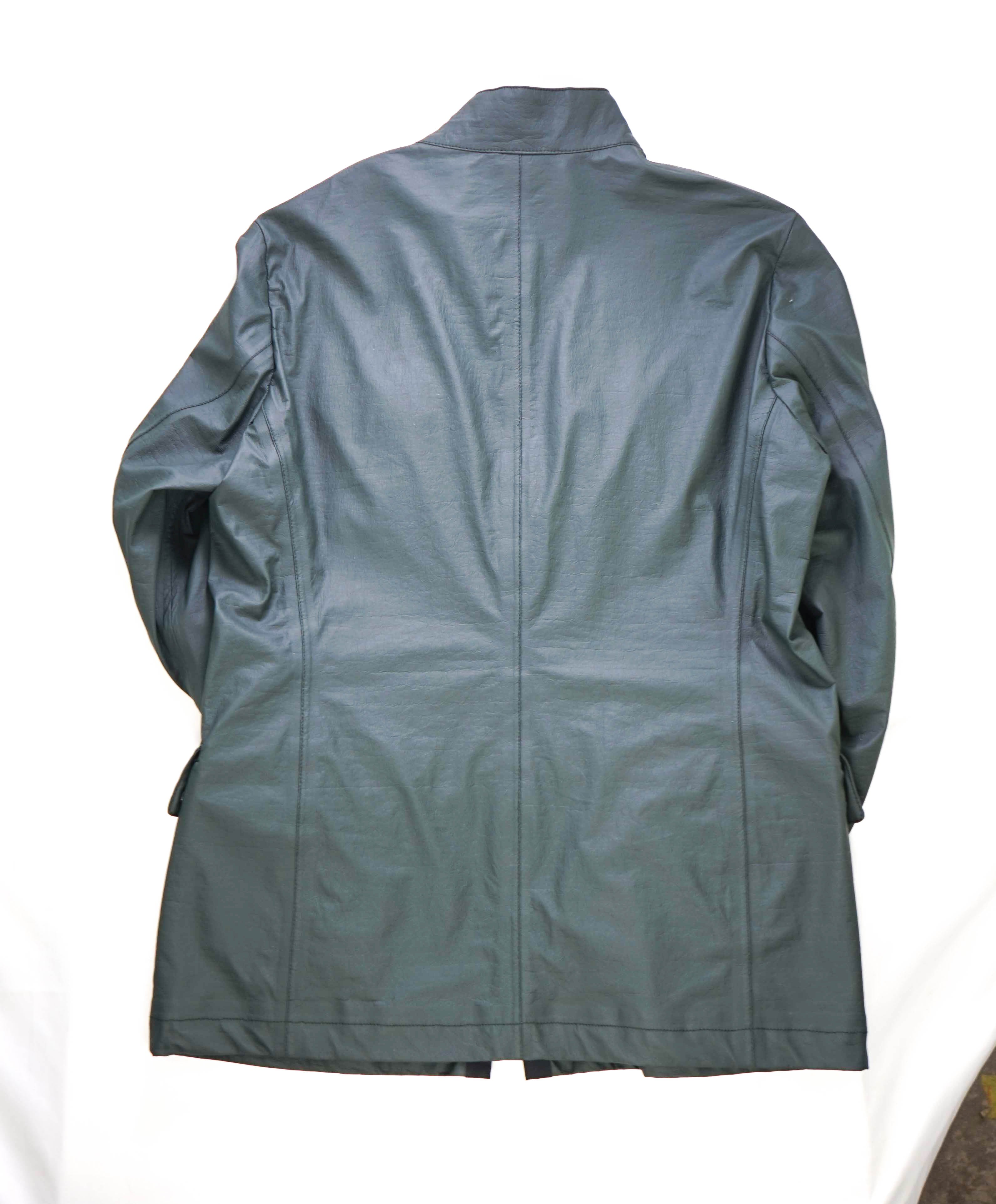 $1,195 ARMANI COLLEZIONI - "Water Repellent" Green Waxed Jacket Coat - 38US M