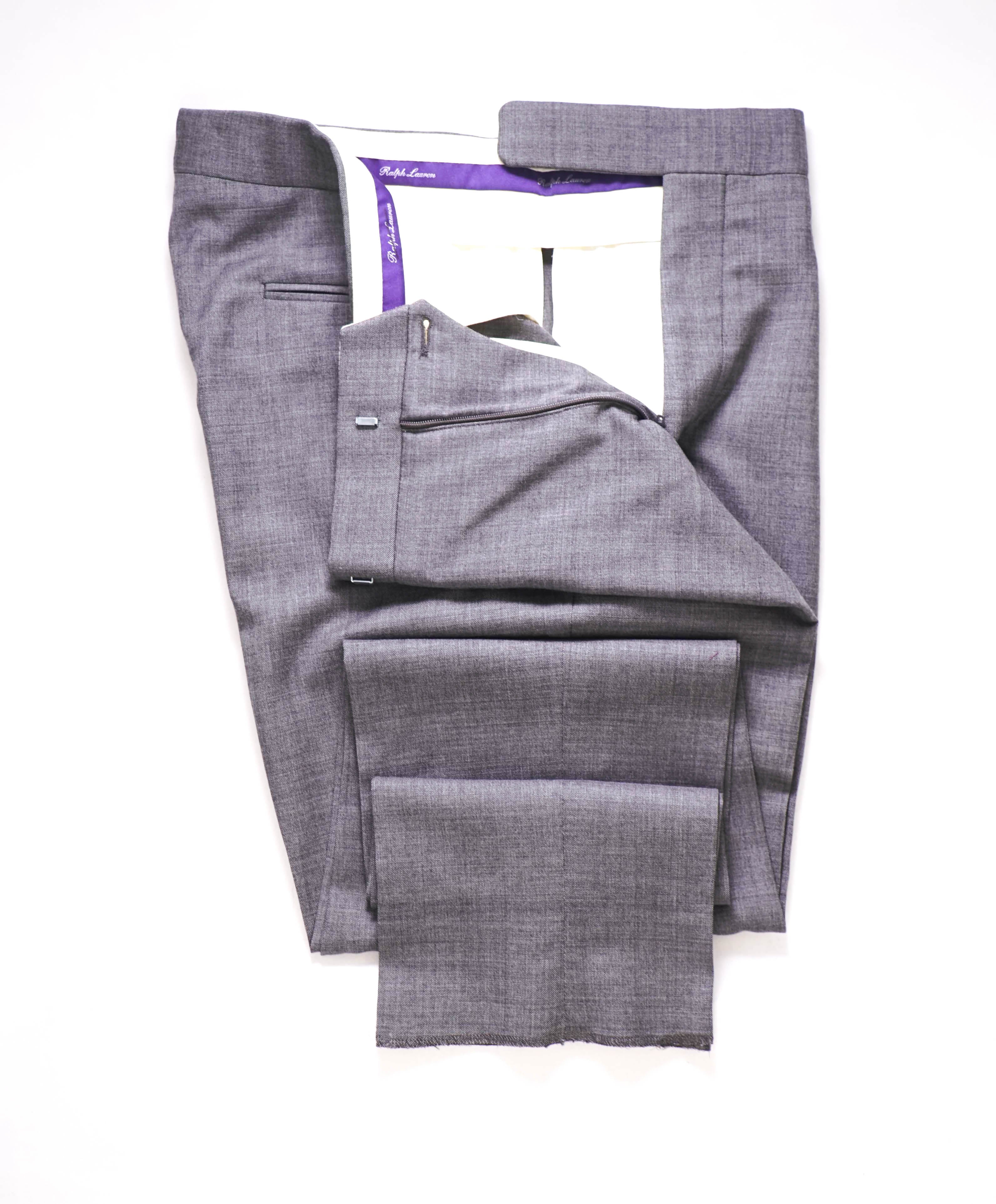 RALPH LAUREN PURPLE LABEL - *SIDE TABS* Gray Flat Front Dress Pants - 33W