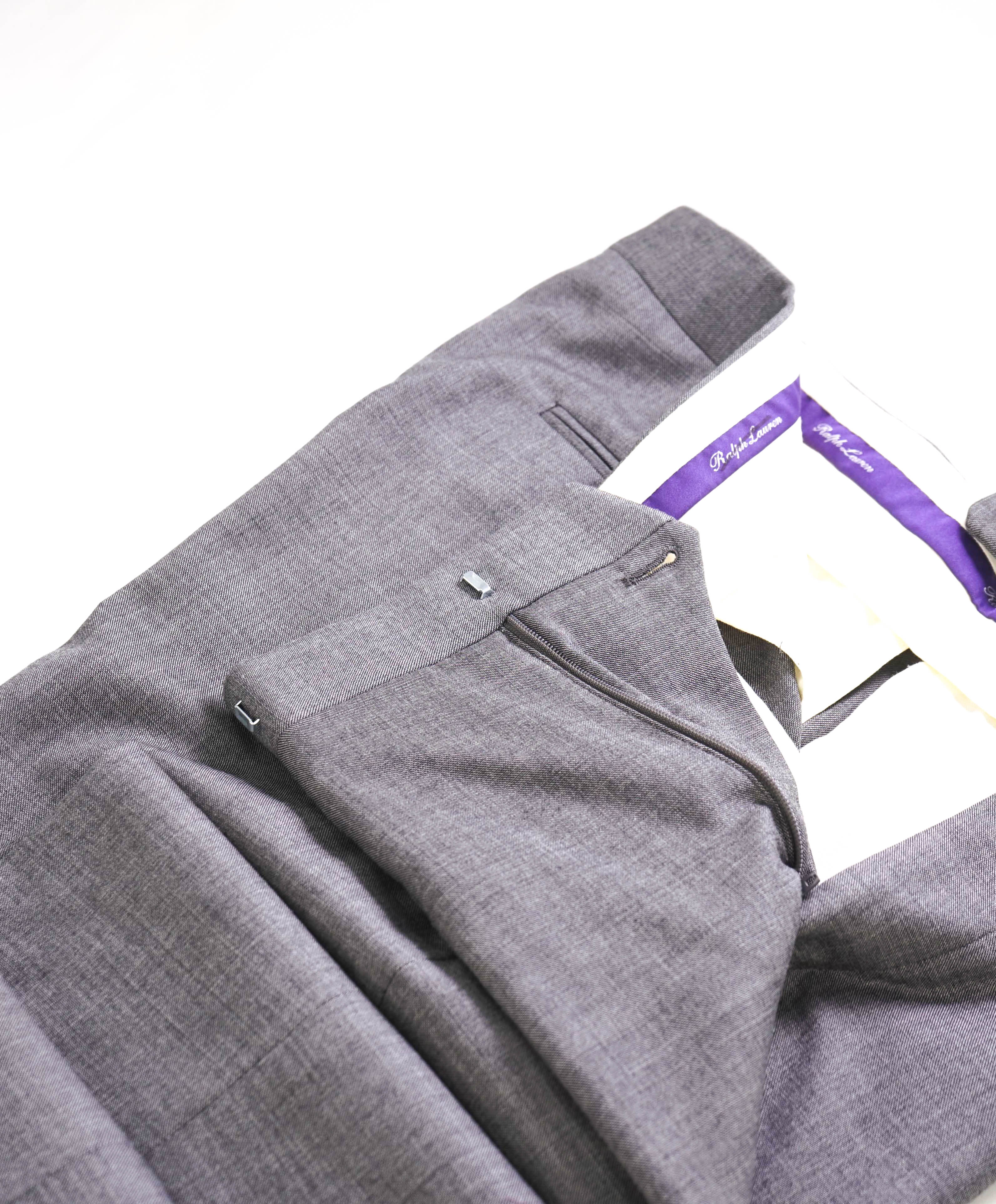 RALPH LAUREN PURPLE LABEL - *SIDE TABS* Gray Flat Front Dress Pants - 33W