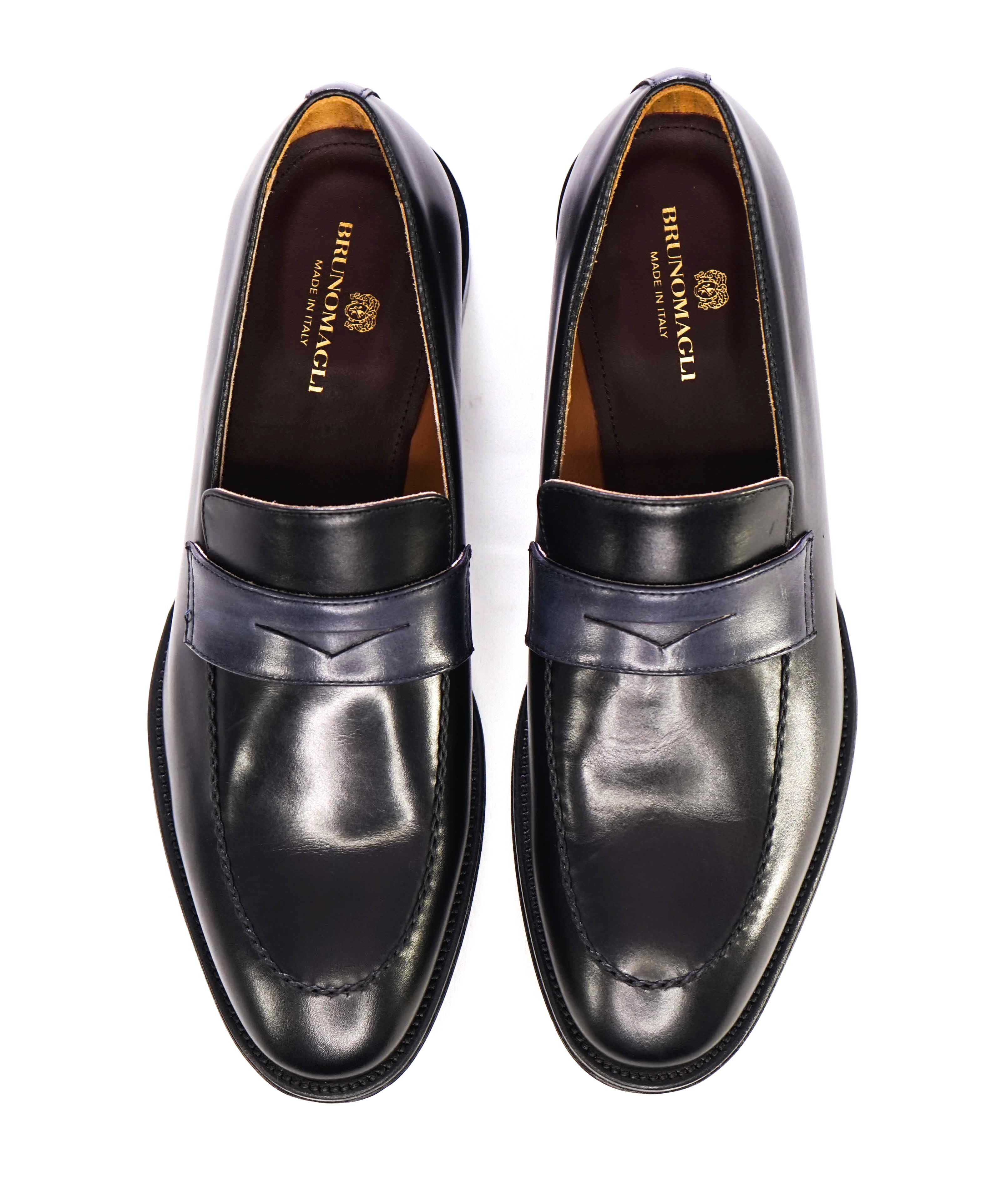 $375 BRUNO MAGLI - 2-Tone "AREZZO" Black Classic Penny Loafers - 10M