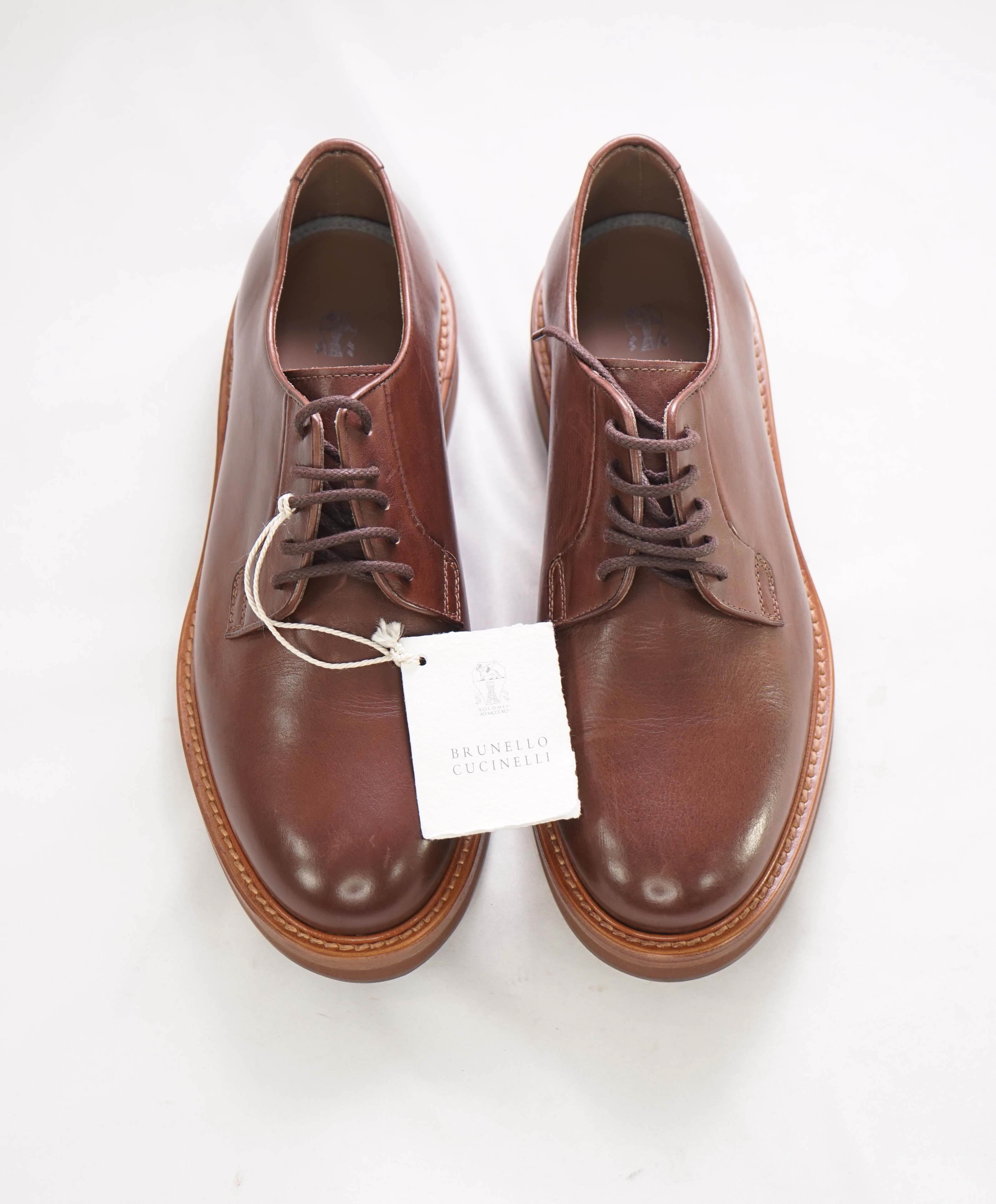 $1,195 BRUNELLO CUCINELLI - Brown Leather Derby Lace-Up Shoes - 8 US (41EU)