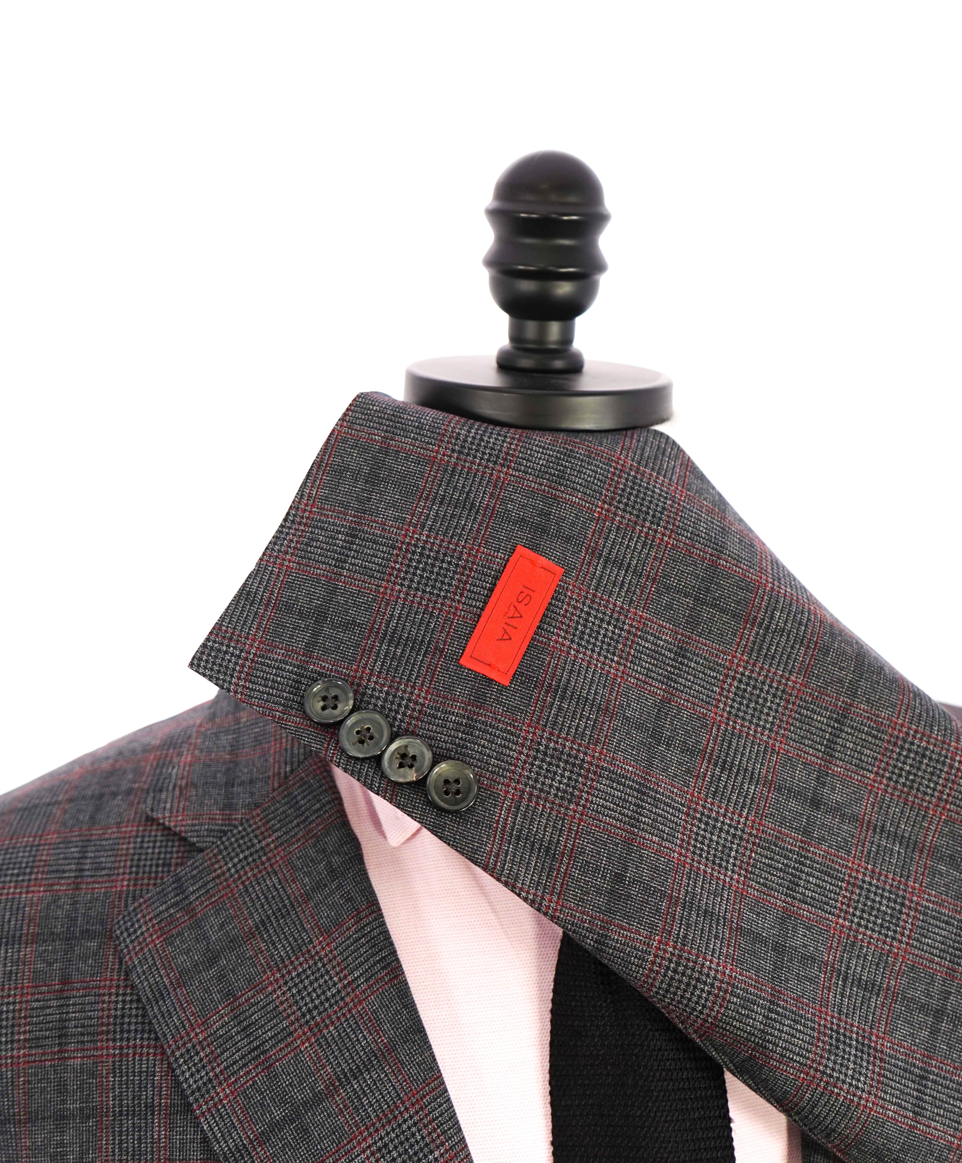 $2,995 ISAIA - Pure Wool *DELAIN SSELECT 140'S* Gray/Red Check Blazer - 50L