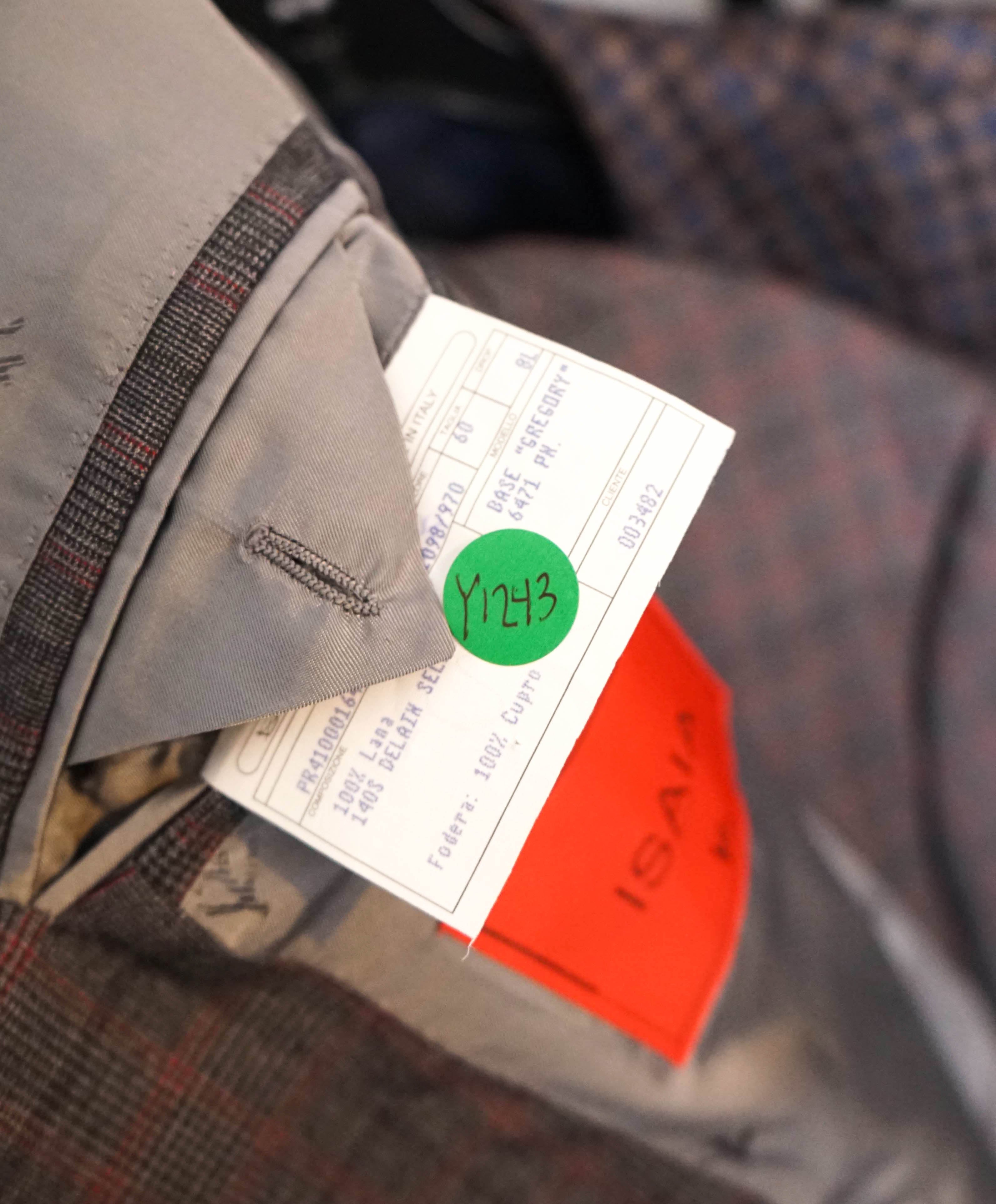 $2,995 ISAIA - Pure Wool *DELAIN SSELECT 140'S* Gray/Red Check Blazer - 50L