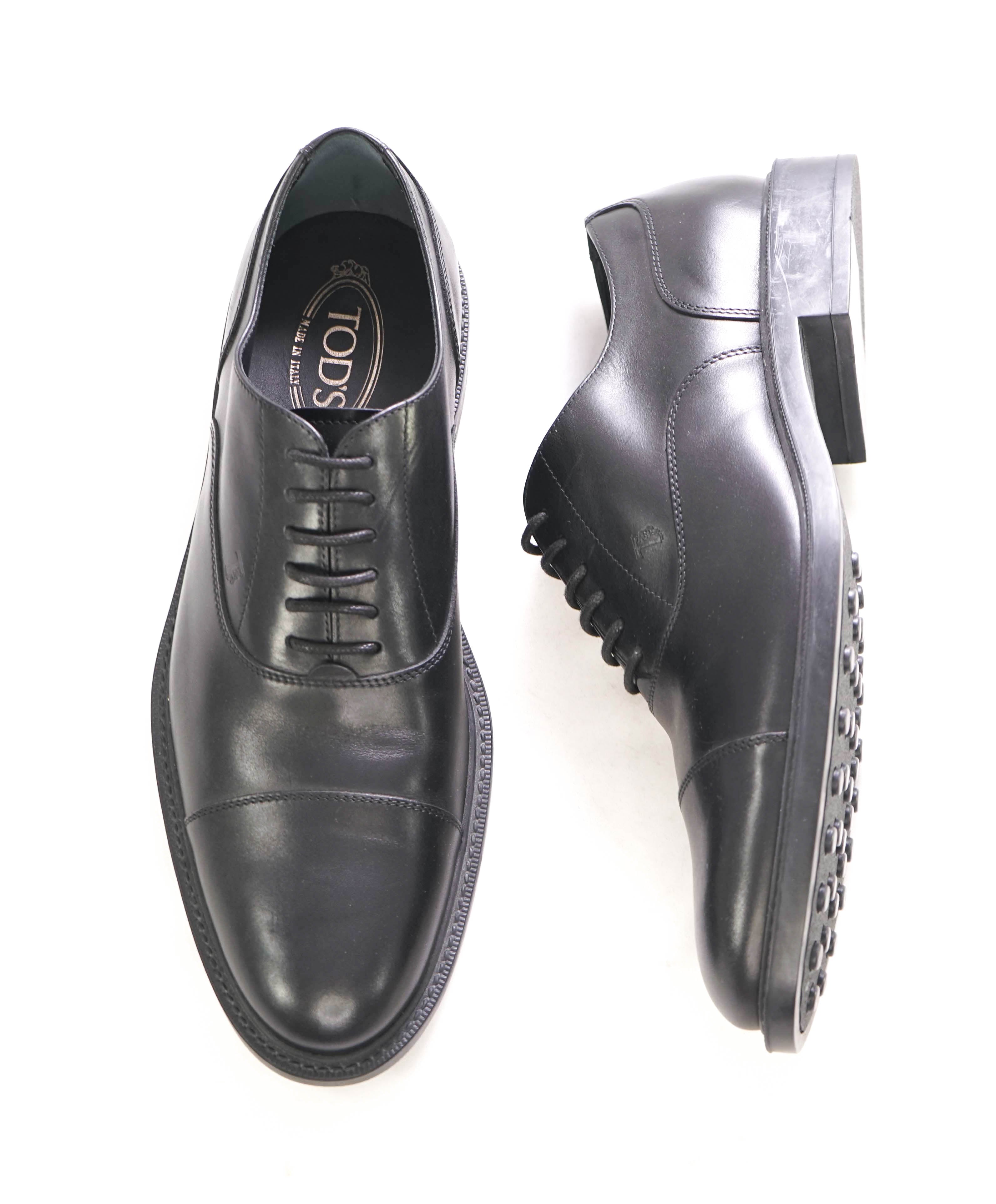 TOD’S - Solid Black Classic Cap Toe Lace-Up Oxfords - 10 US (9 IT)