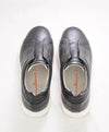 $695 SANTONI - Triple Stitch Black Solid Leather Sneaker - 8 US 41EU