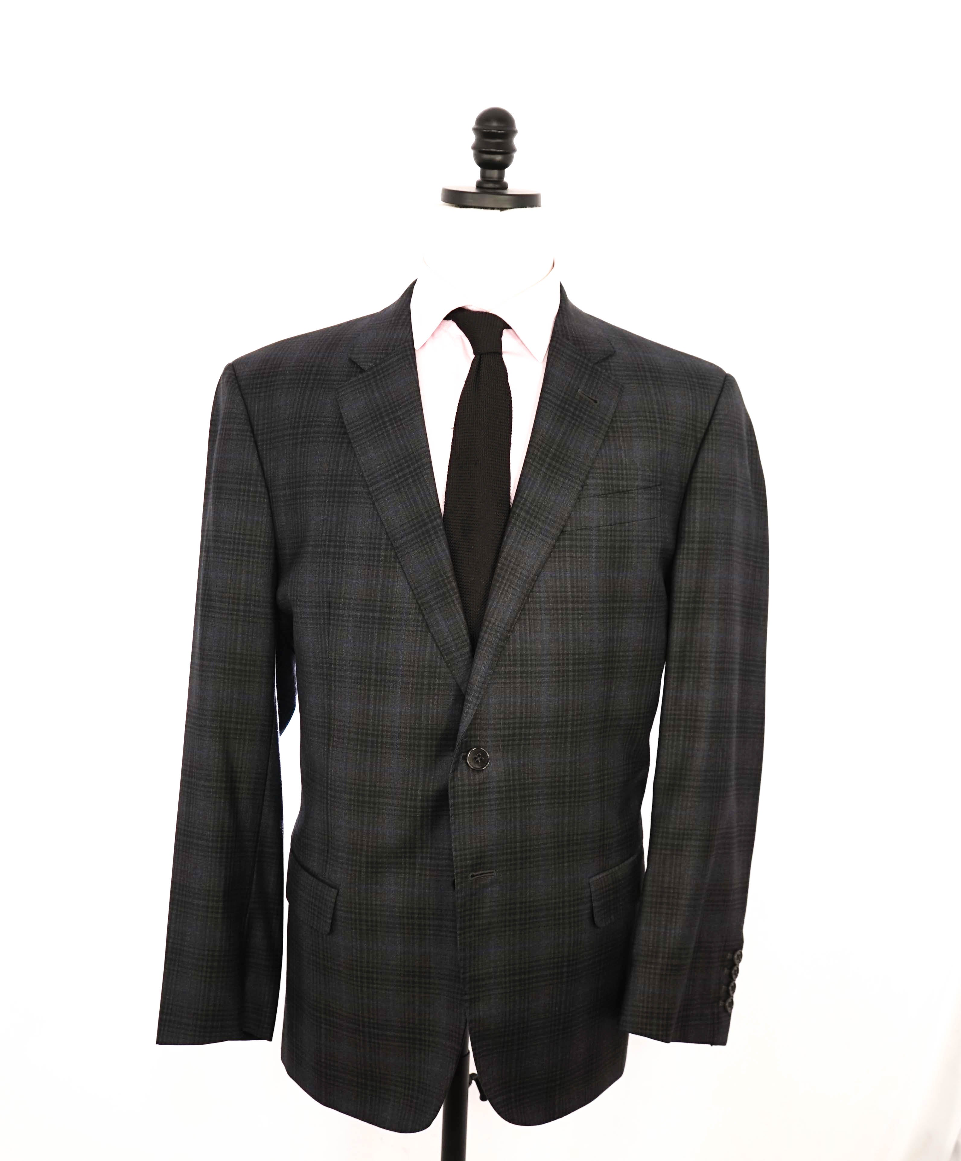 $2,295 GIORGIO ARMANI - “SOFT” Gray/Blue Check Plaid Blazer - 46L