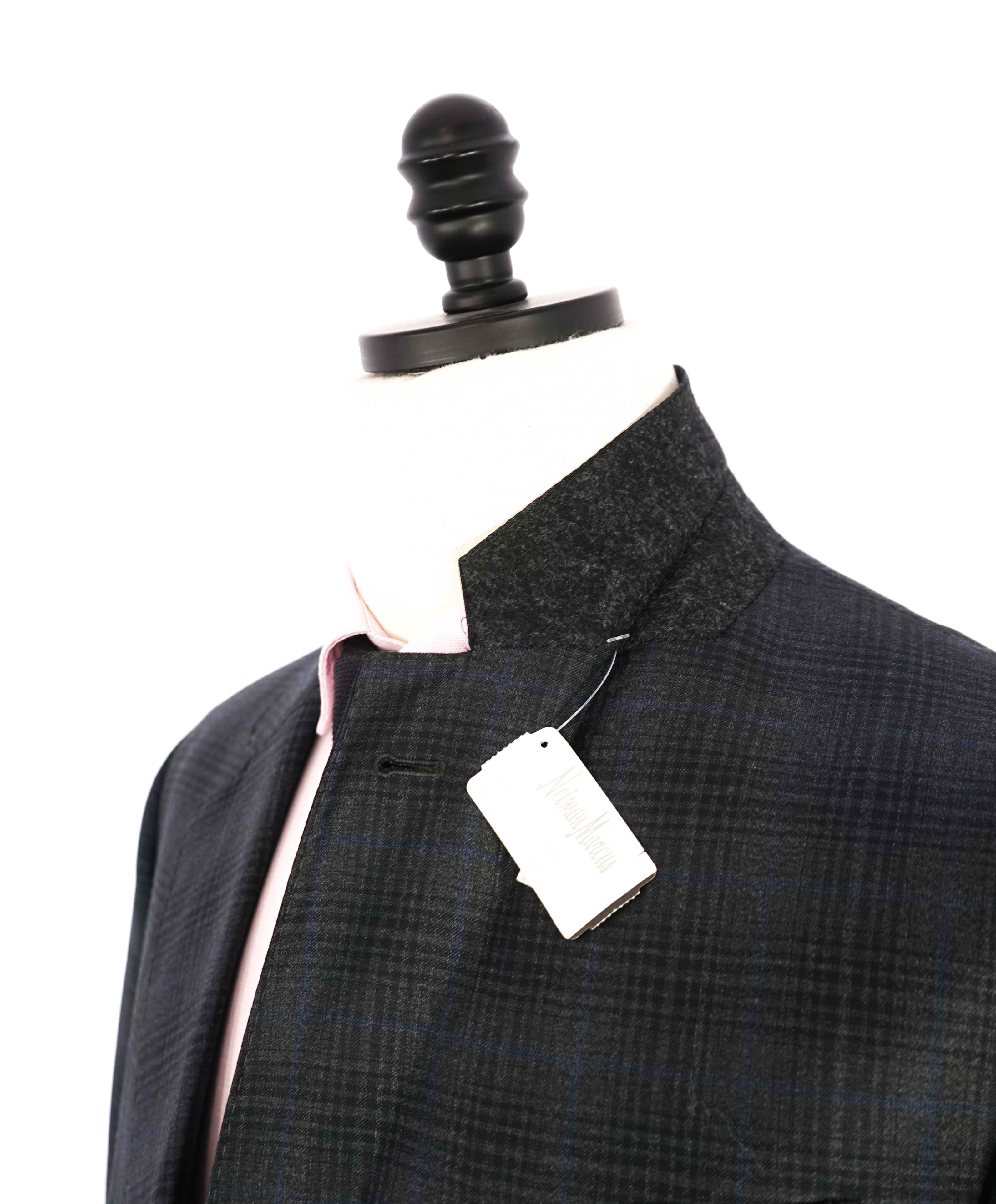 $2,295 GIORGIO ARMANI - “SOFT” Gray/Blue Check Plaid Blazer - 46L