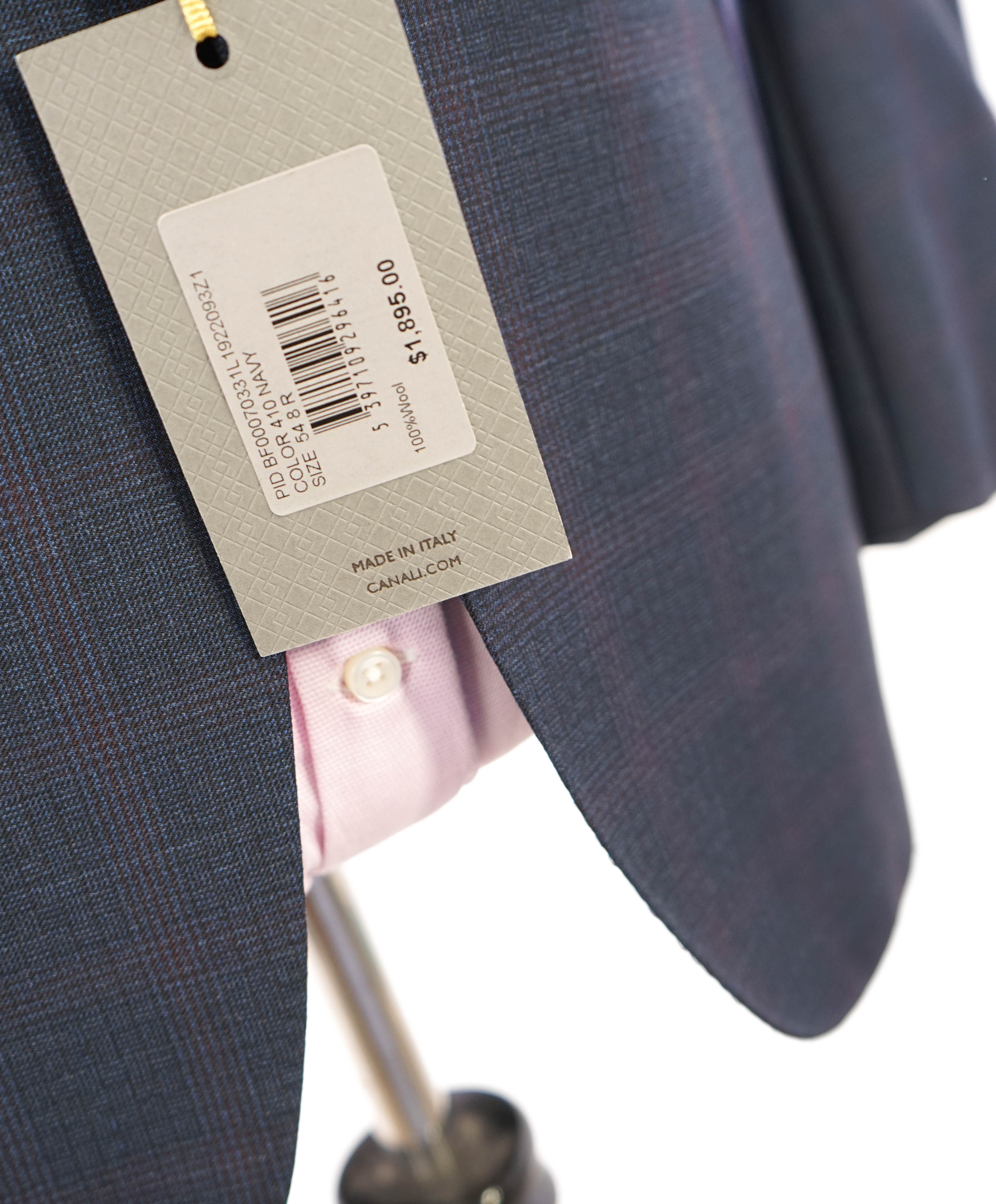 $1,895 CANALI - Blue & Purple Plaid Check Blazer - 44R