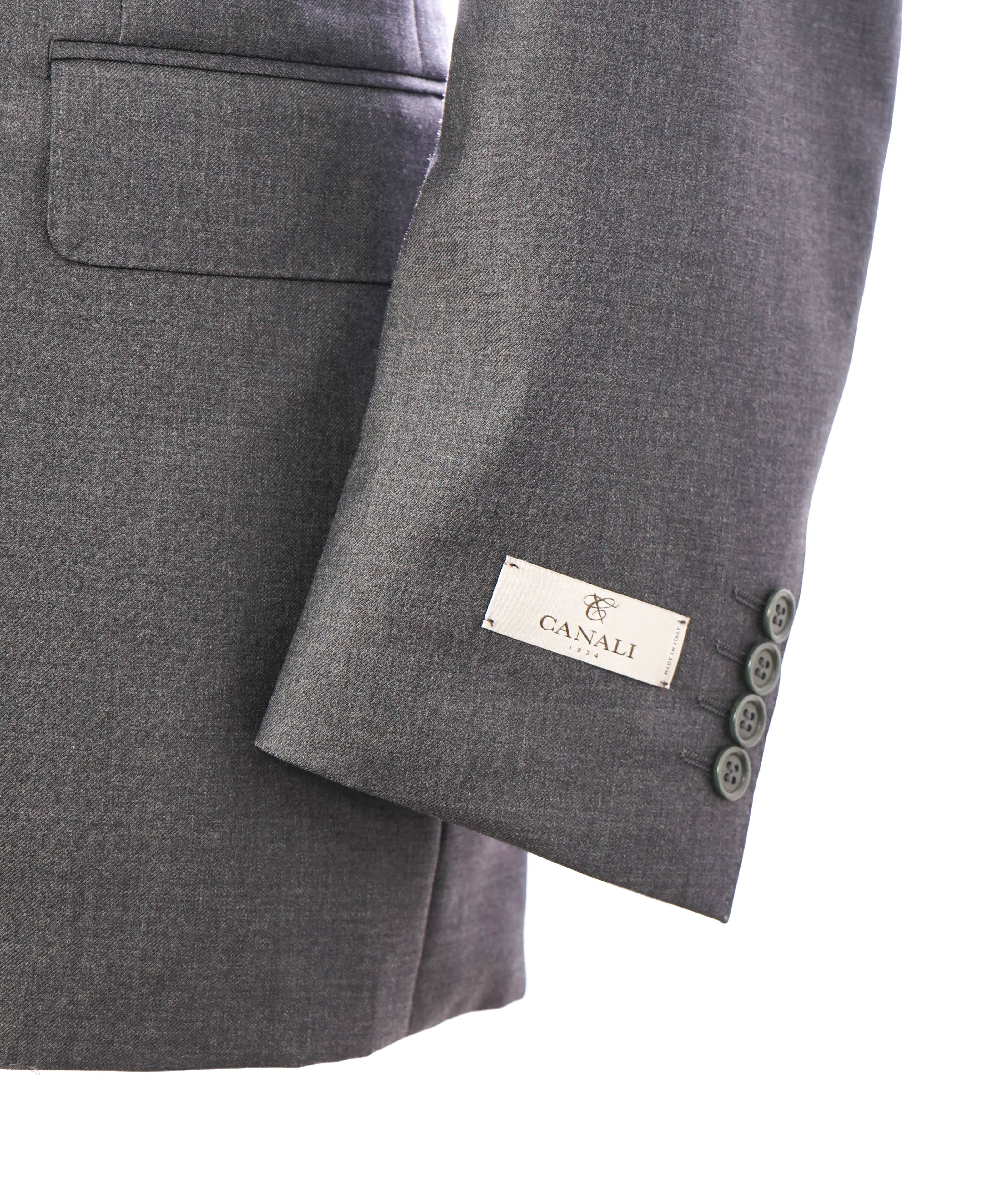 $1,895 CANALI - Solid Gray *Closet Staple* 2-Btn Notch Wool Blazer - 42R