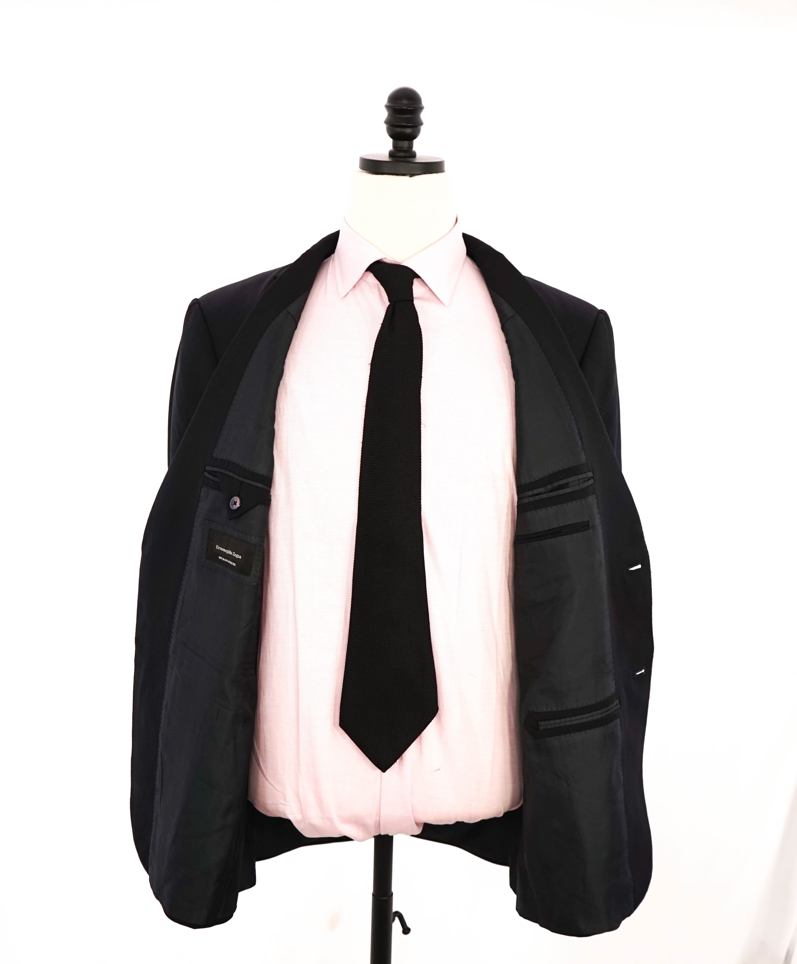 $2,895 ERMENEGILDO ZEGNA- “MICRONSPHERE” Black Solid Blazer- 42S