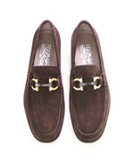 $850 SALVATORE FERRAGAMO - “GRANDIOSO" Gancini Bit Loafer Brown Suede Leather - 6 EE