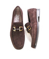 $850 SALVATORE FERRAGAMO - “GRANDIOSO" Gancini Bit Loafer Brown Suede Leather - 6 EE