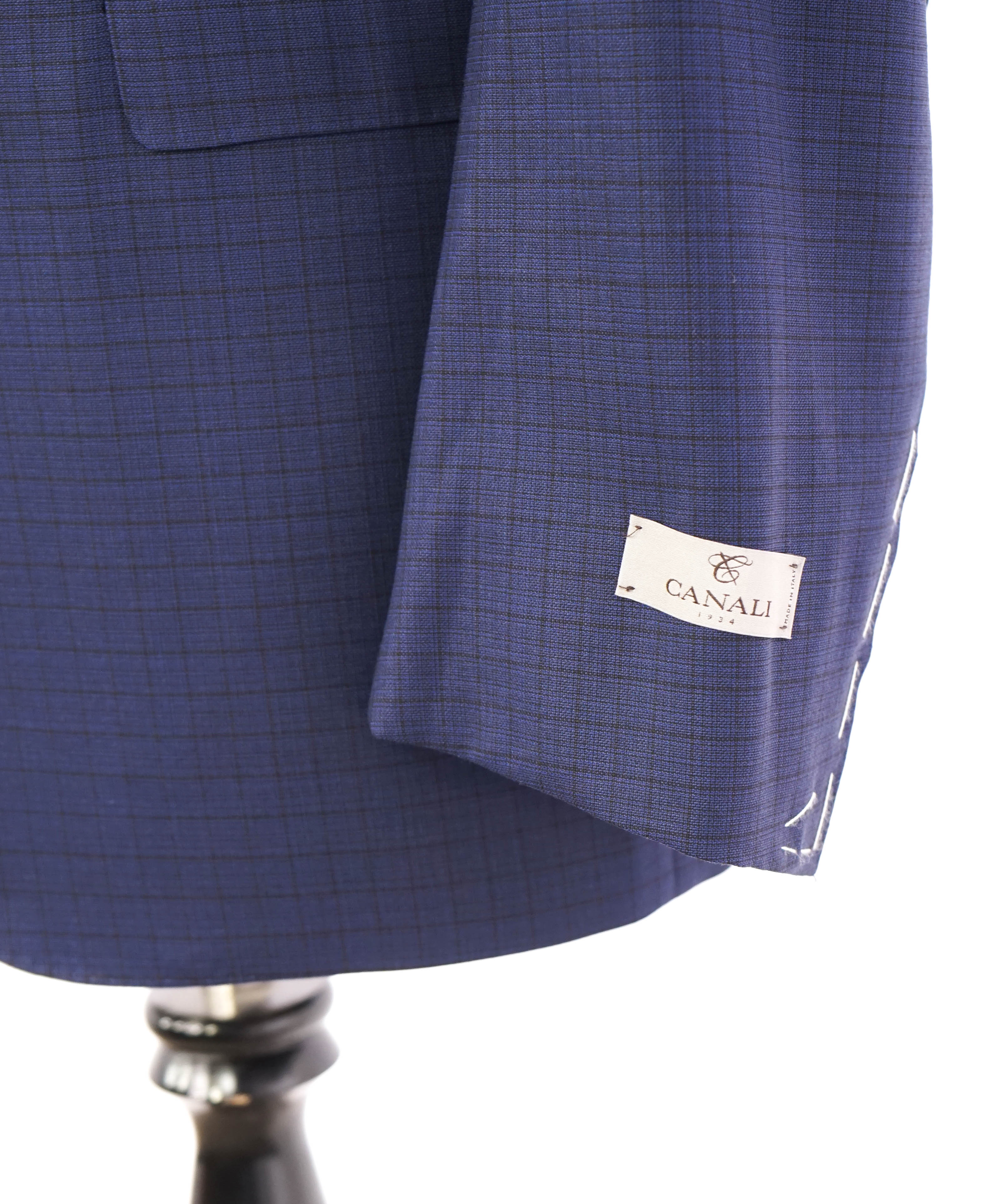 $1,895 CANALI - "IMPECCABILE" Navy Blue Gingham Check Blazer - 44R