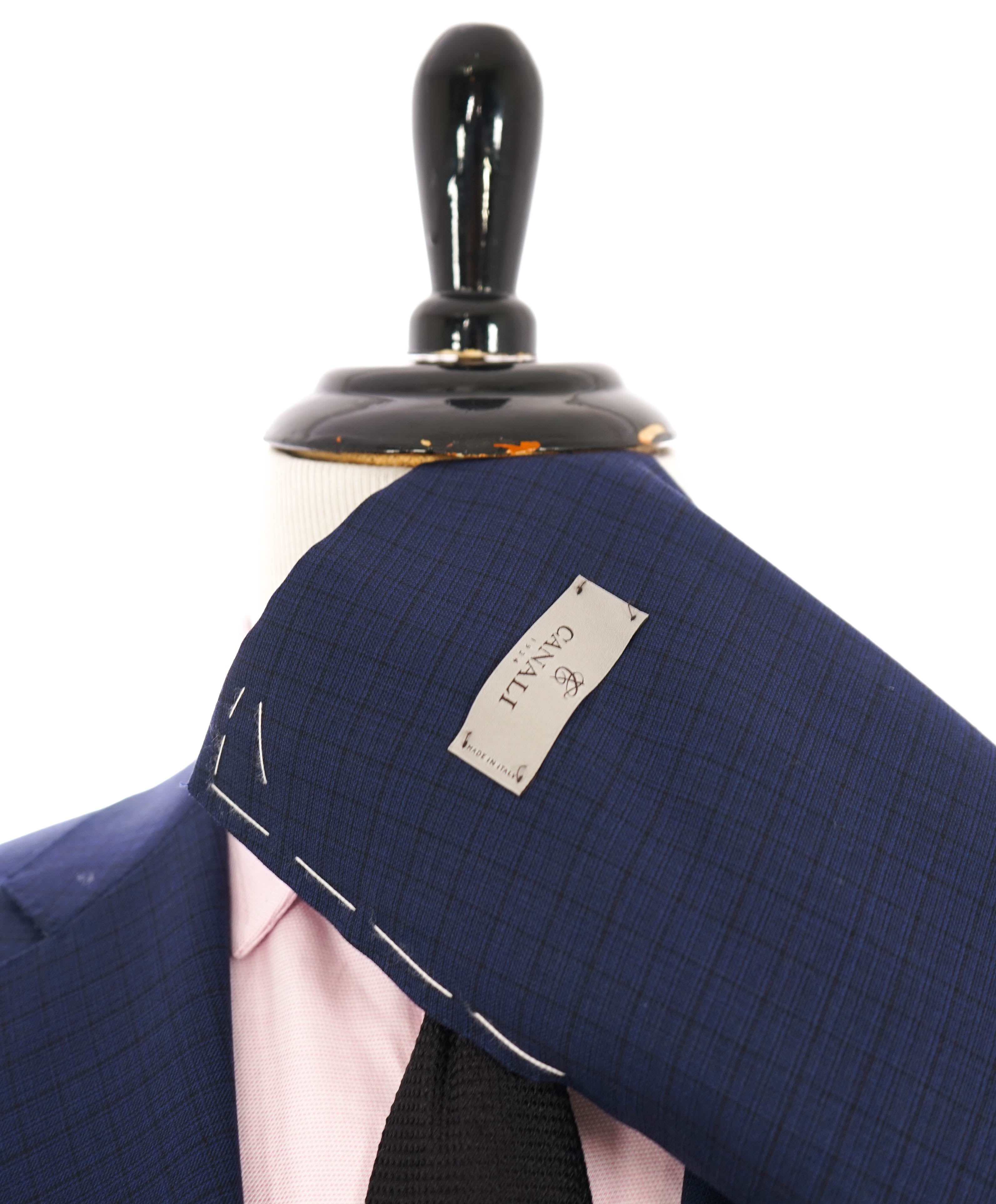 $1,895 CANALI - "IMPECCABILE" Navy Blue Gingham Check Blazer - 44R