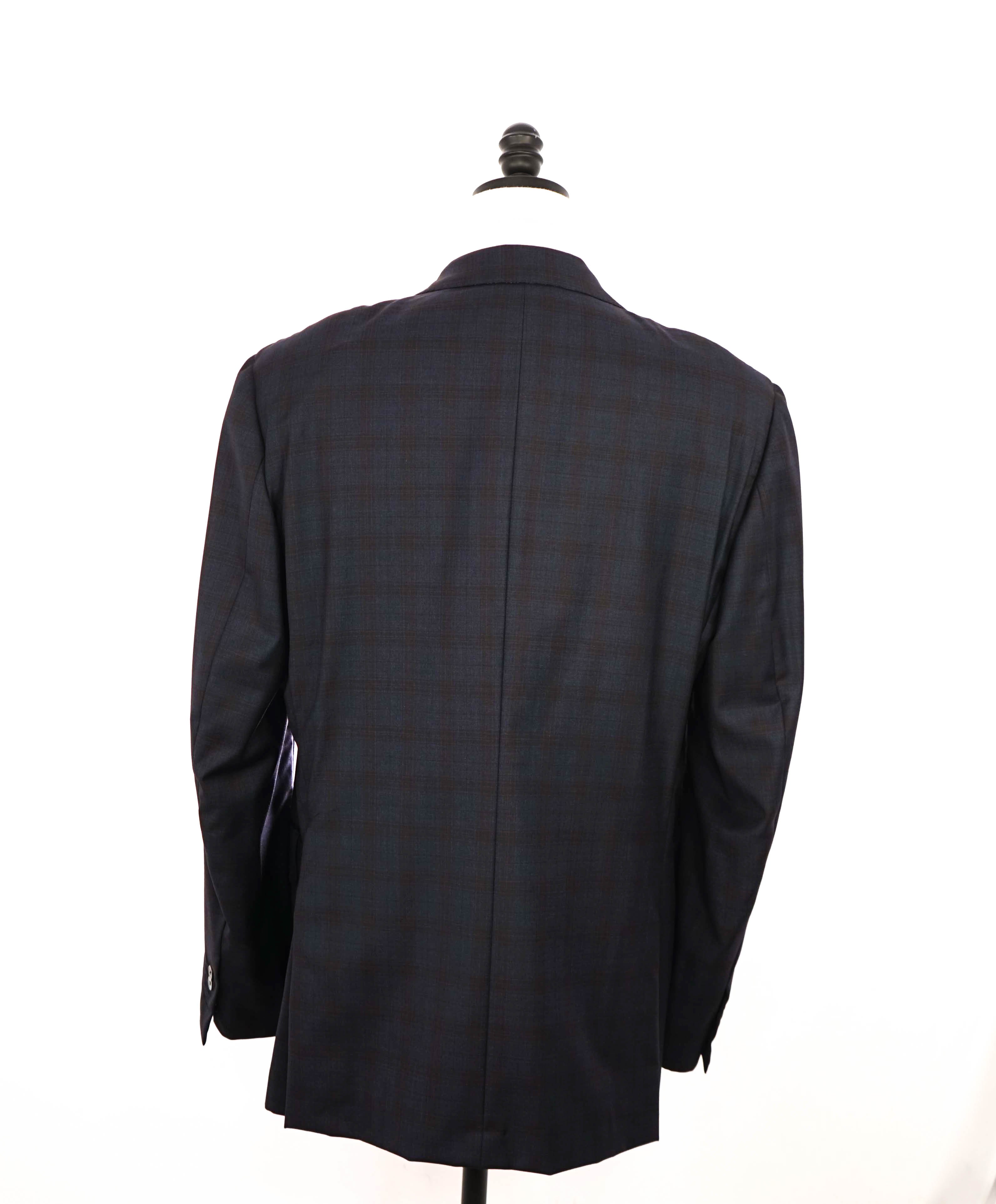 $2,995 ISAIA - SUPER 150's Blue & Brown MOP Button Blazer - 46R