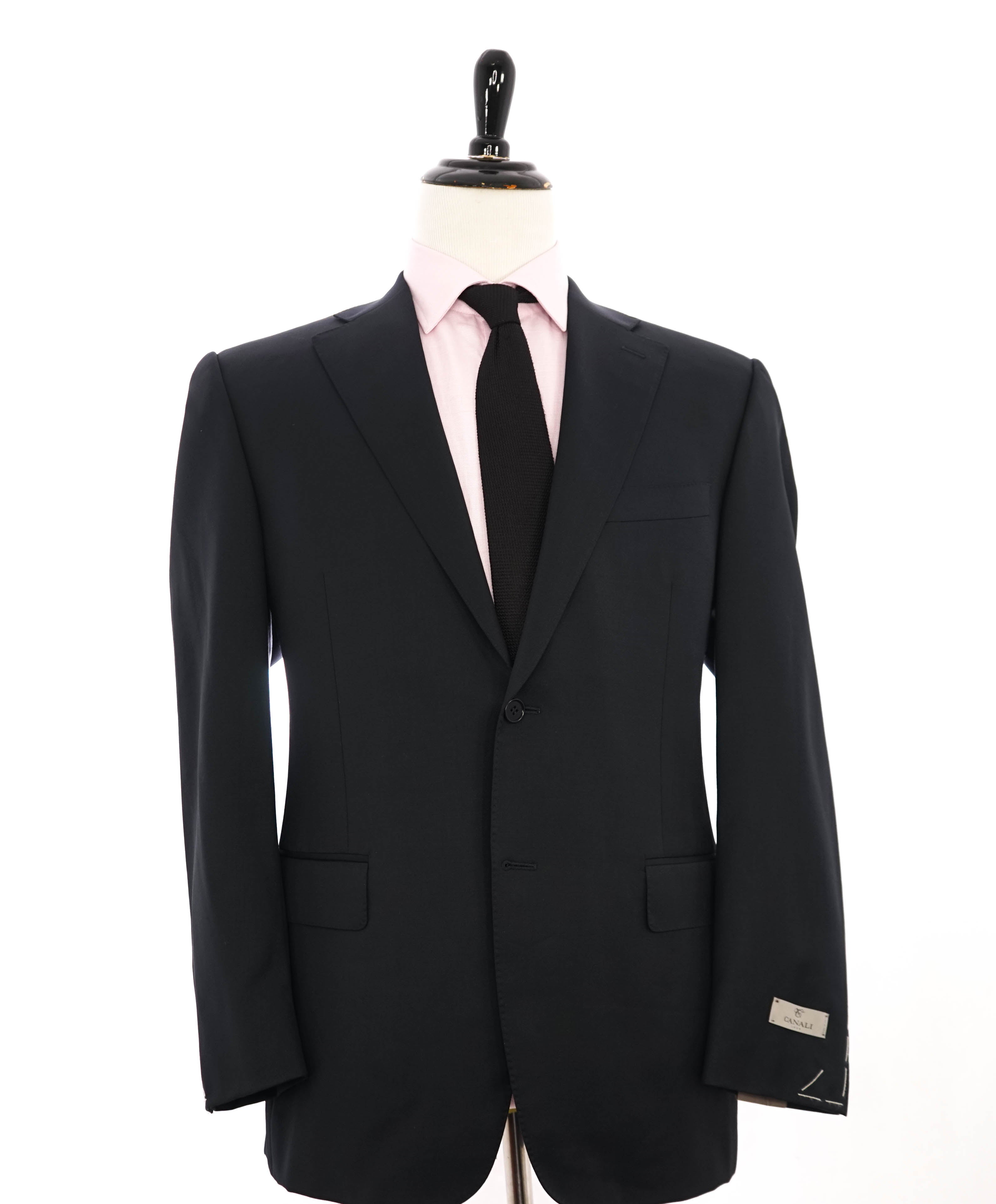 $1,795 CANALI -  Black Solid Notch Lapel 2-Btn Blazer - 42R US