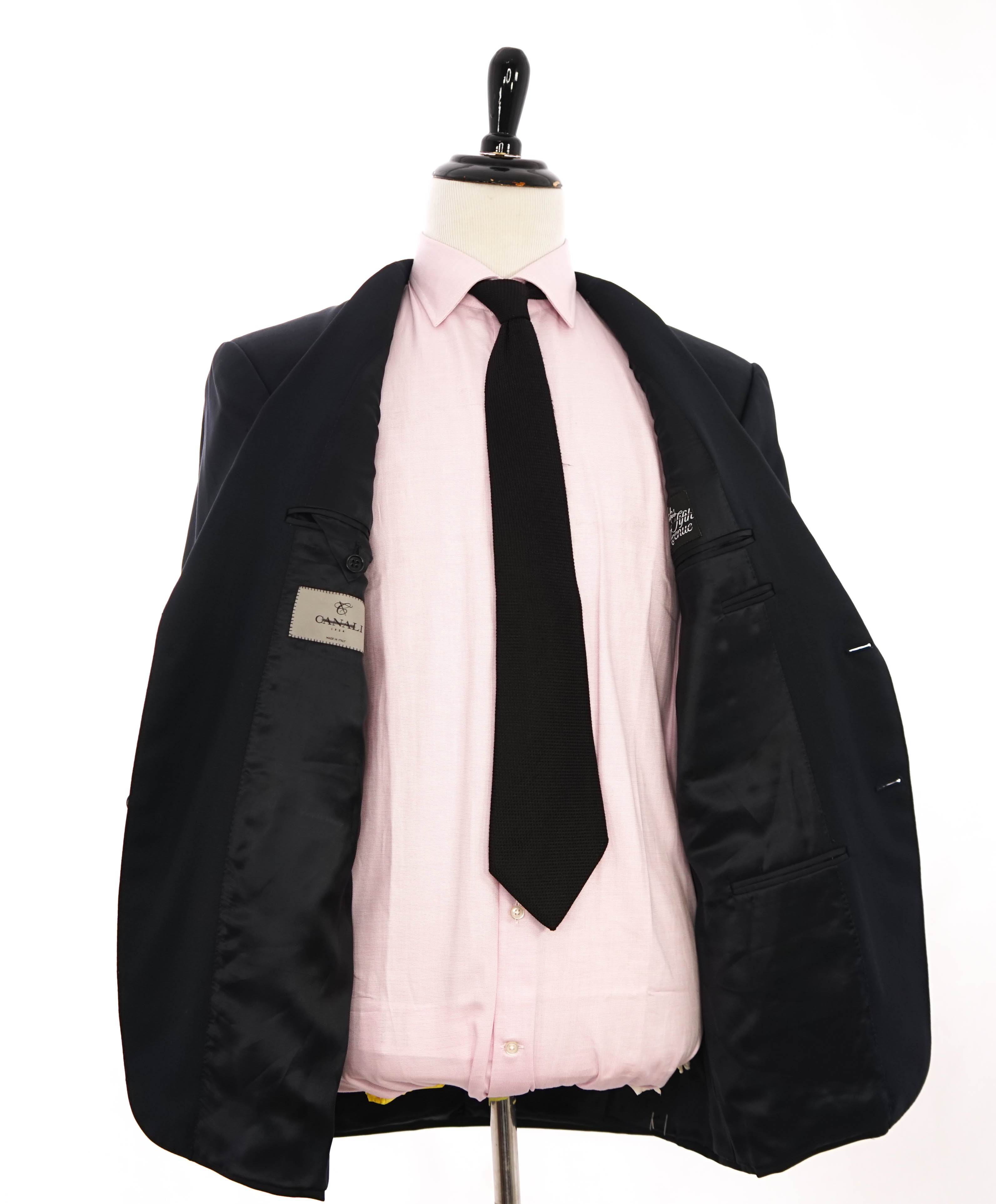 $1,795 CANALI -  Black Solid Notch Lapel 2-Btn Blazer - 42R US