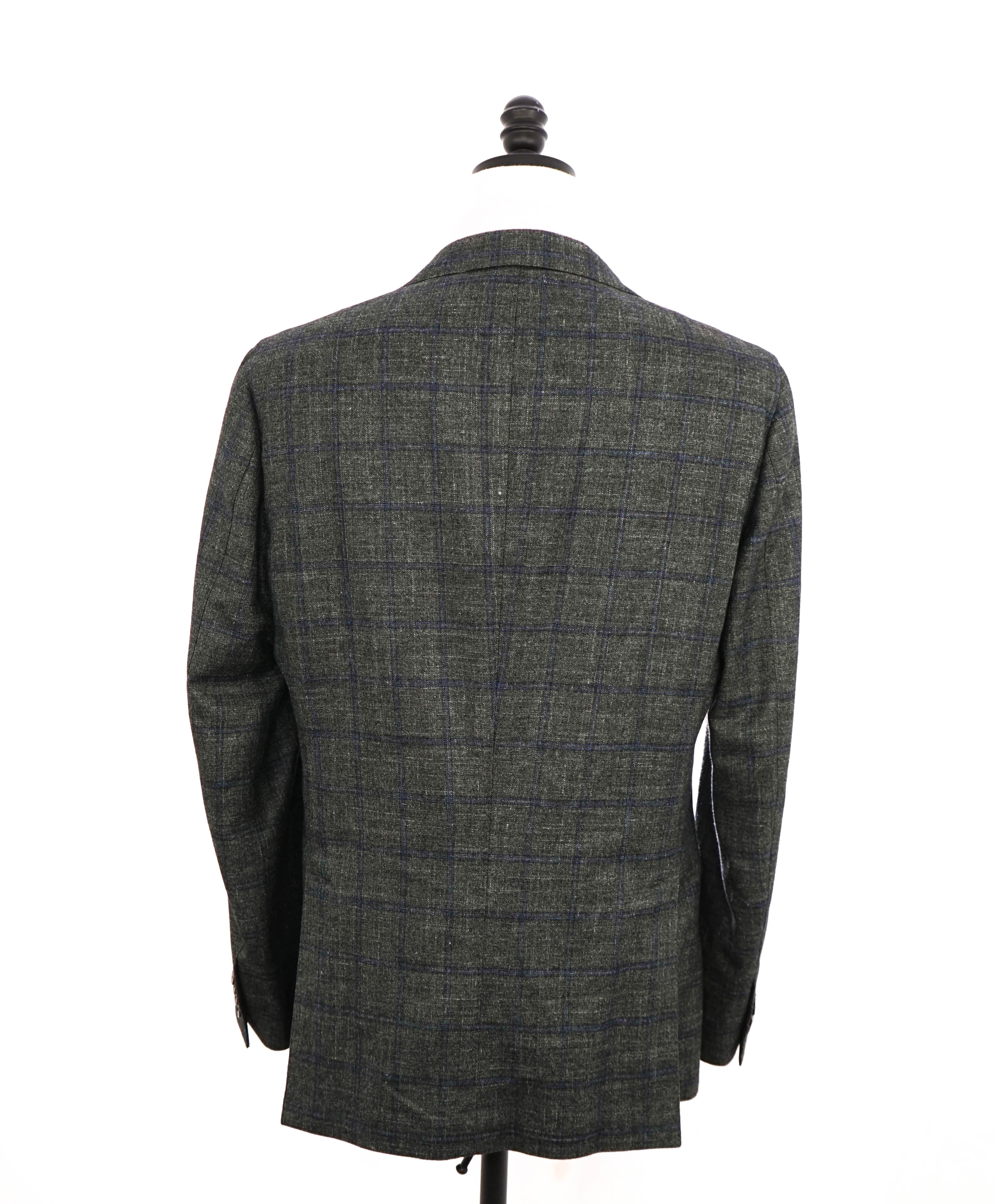 $1,295 LORO PIANA - For SAKS FIFTH AVE Green/Blue Check Blazer- 42R