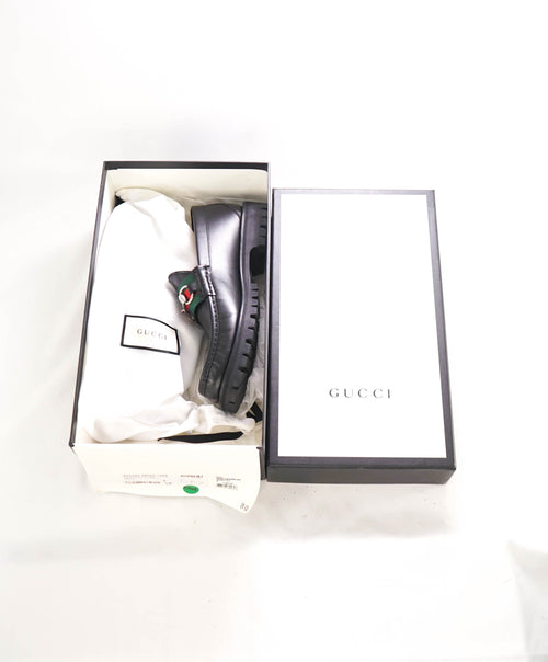 $950 GUCCI - WEB Horse-bit Loafers Black Iconic Style - 8.5US (8 G)