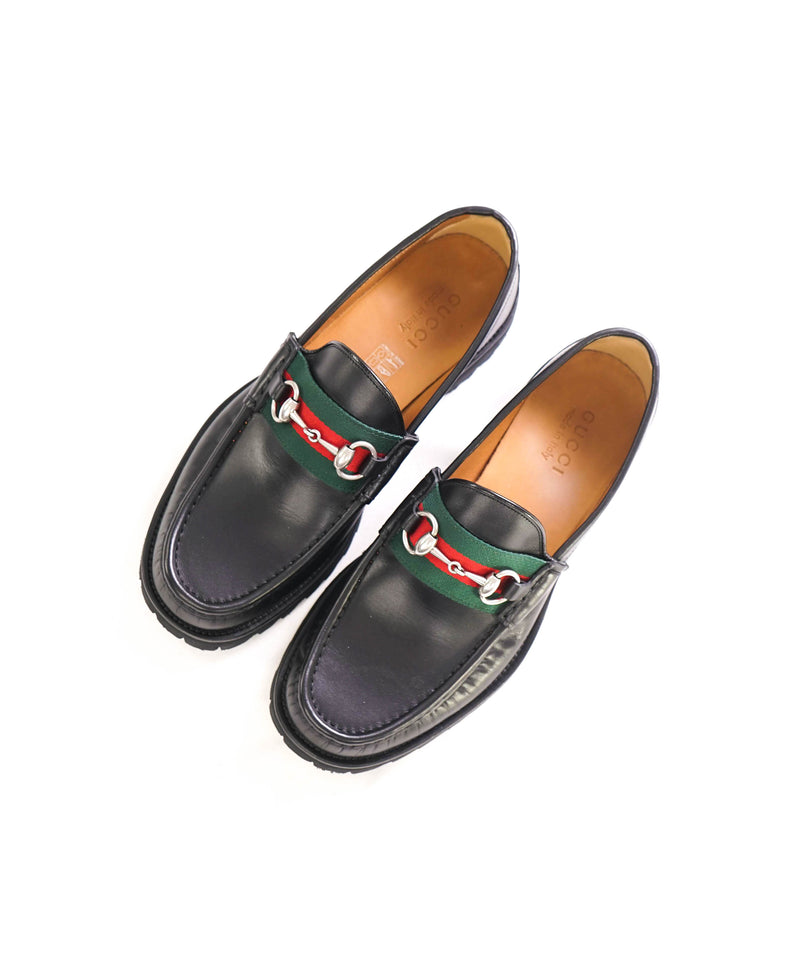 950 GUCCI WEB Horse bit Loafers Black Iconic Style 8.5US 8 G Luxe Hanger