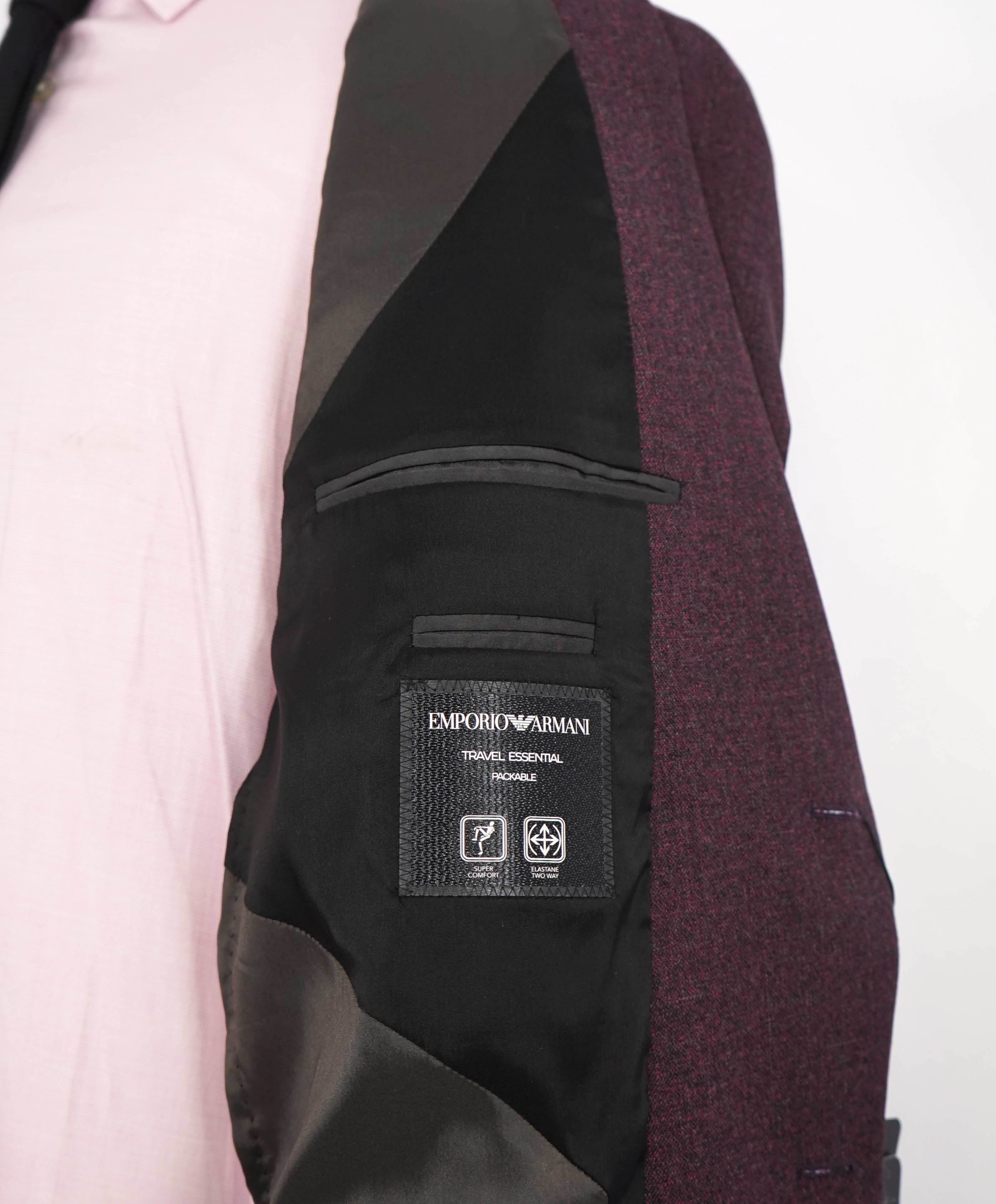 $1,595 EMPORIO ARMANI- Burgundy *G lIne Deco* TRAVEL ESSENTIAL PACKABLE Blazer - 42R