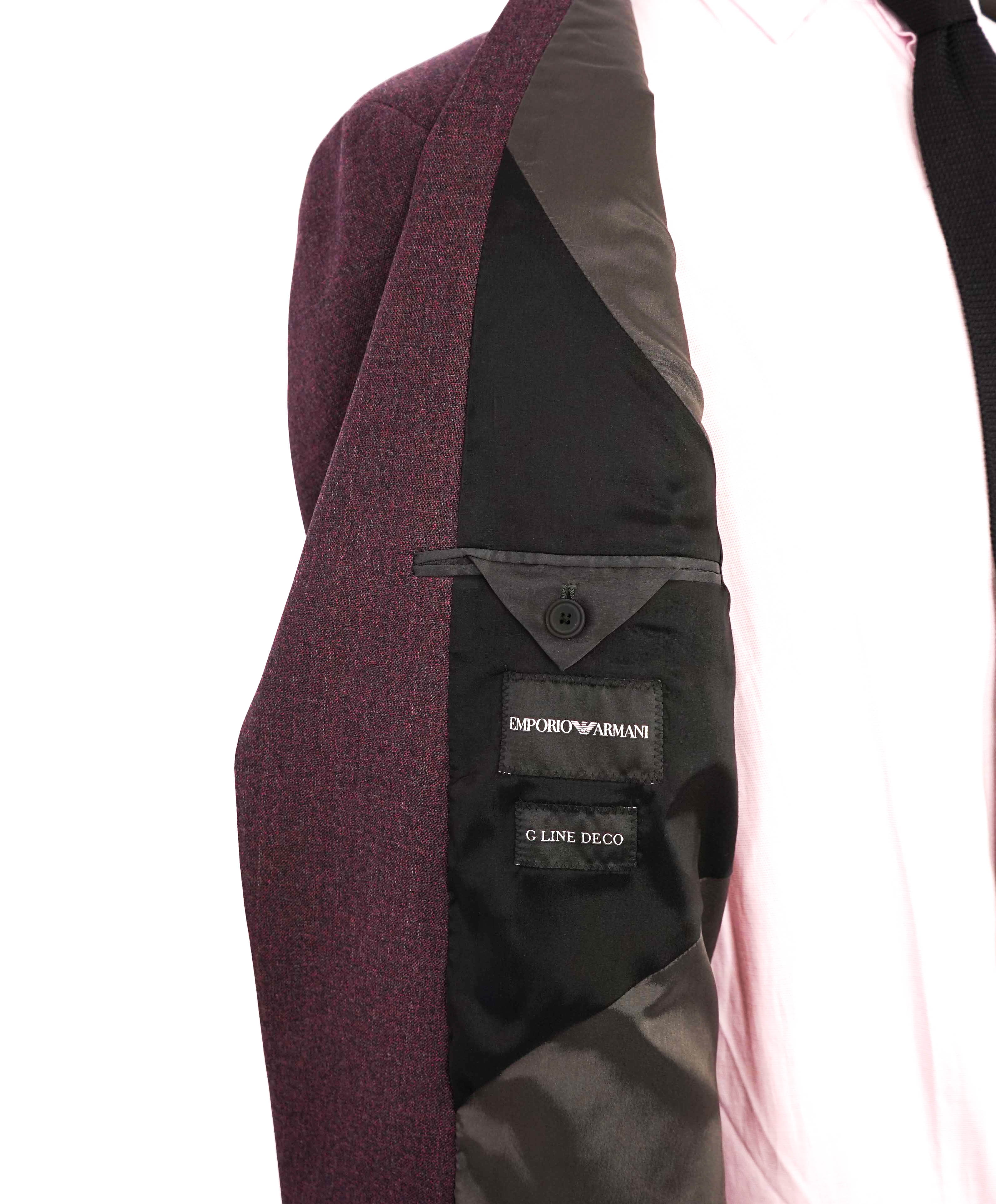 $1,595 EMPORIO ARMANI- Burgundy *G lIne Deco* TRAVEL ESSENTIAL PACKABLE Blazer - 42R