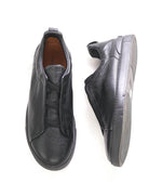 $1,150 ERMENEGILDO ZEGNA - COUTURE "Triple Stitch" Black Sneakers - 9.5 US (8.5 EU)