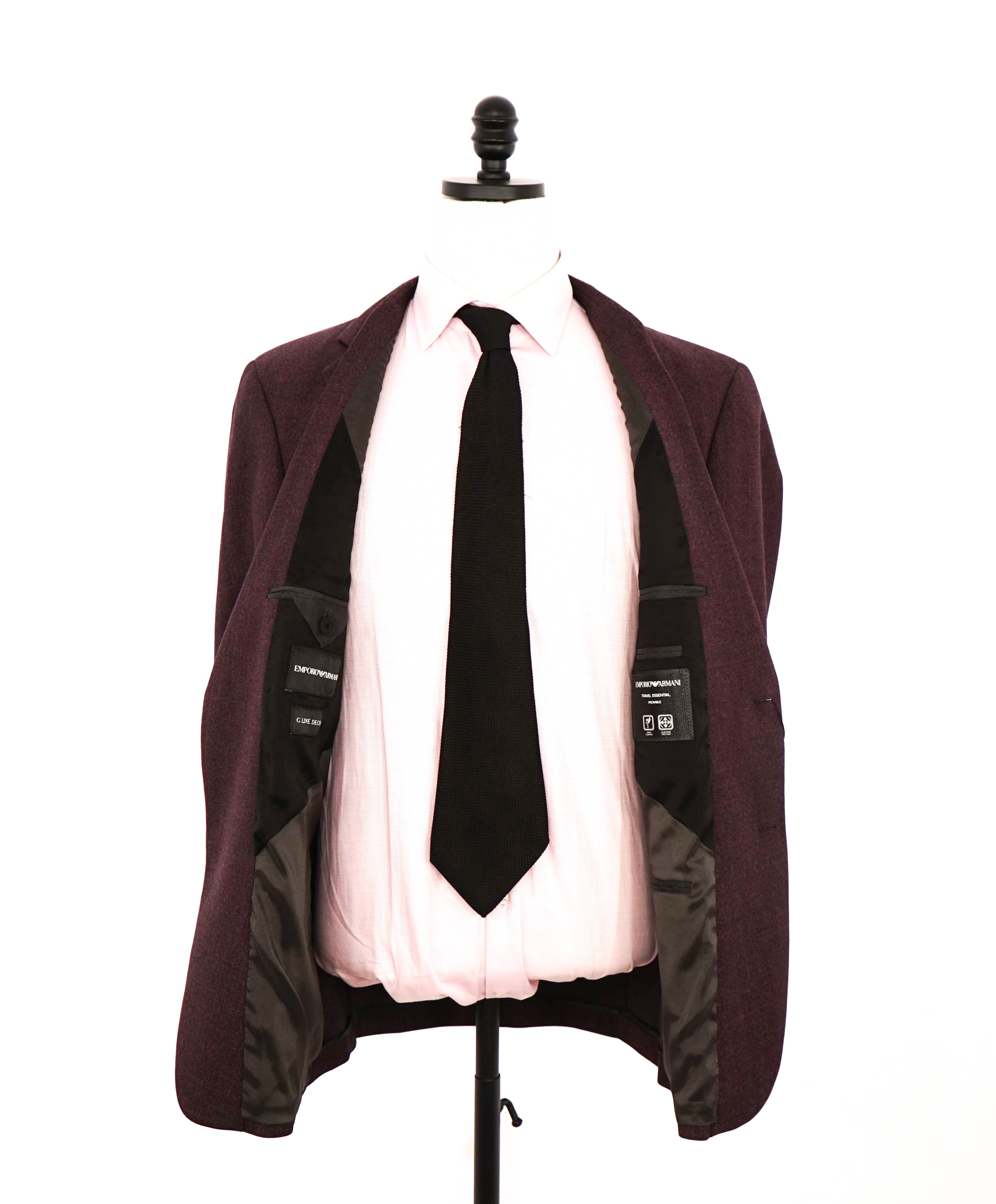 $1,595 EMPORIO ARMANI- Burgundy *G lIne Deco* TRAVEL ESSENTIAL PACKABLE Blazer - 42R