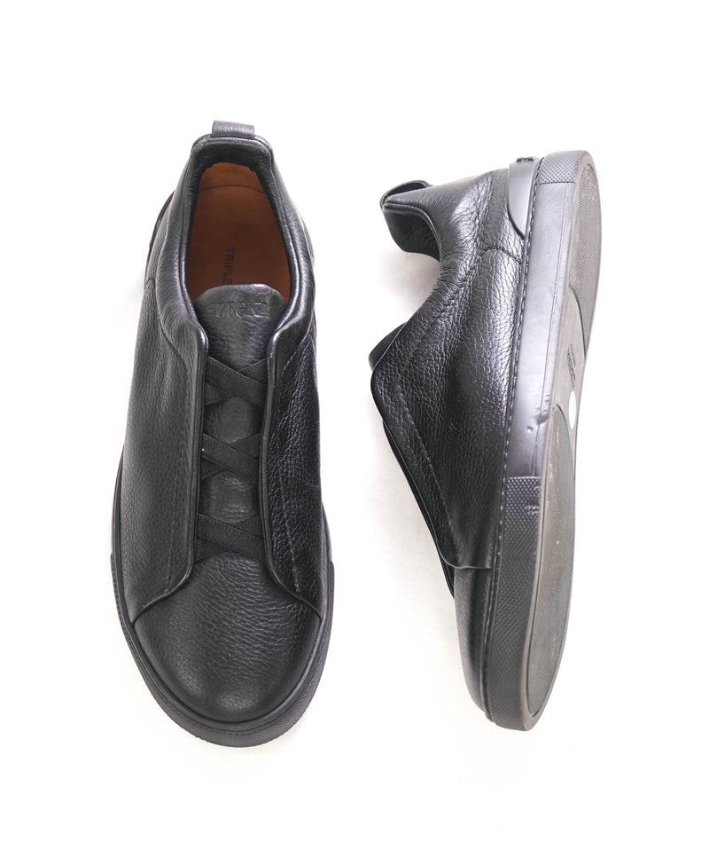 $1,150 ERMENEGILDO ZEGNA - COUTURE "Triple Stitch" Black Sneakers - 9.5 US (8.5 EU)