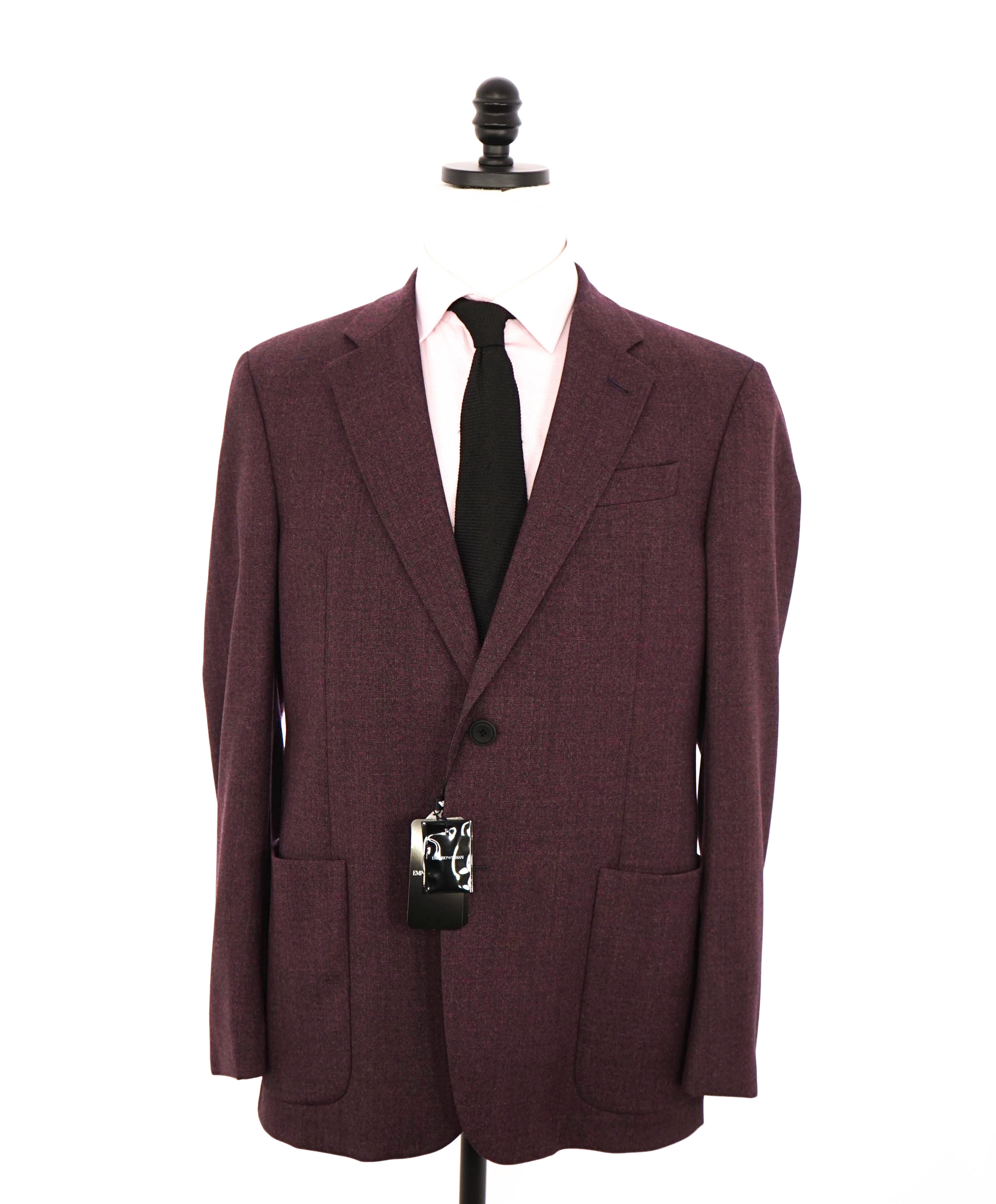 $1,595 EMPORIO ARMANI- Burgundy *G lIne Deco* TRAVEL ESSENTIAL PACKABLE Blazer - 42R