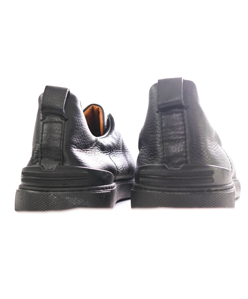 $1,150 ERMENEGILDO ZEGNA - COUTURE "Triple Stitch" Black Sneakers - 9.5 US (8.5 EU)