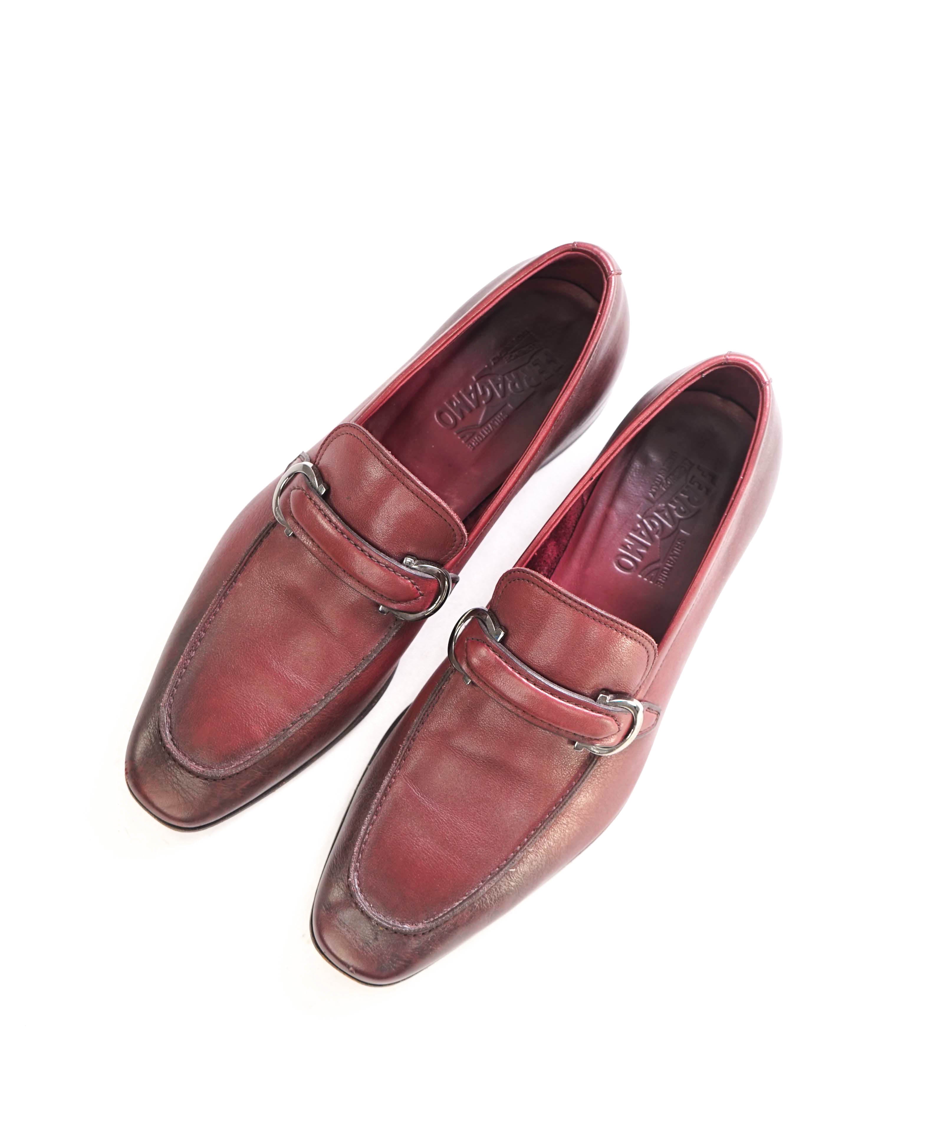 SALVATORE FERRAGAMO - “CARLO" Saddle Soft Burgundy BORDEAUX Leather Loafer- 9.5 E