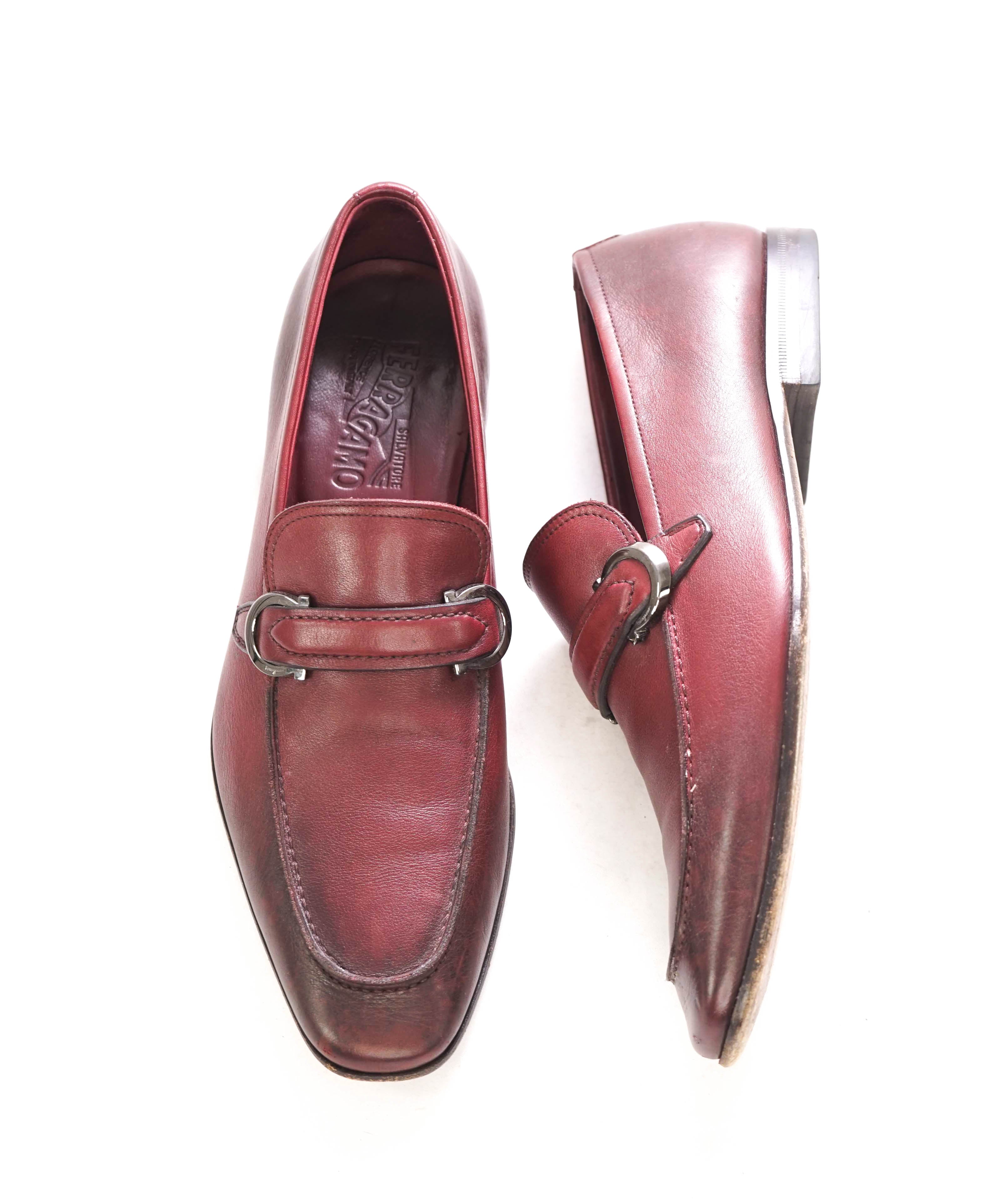 SALVATORE FERRAGAMO - “CARLO" Saddle Soft Burgundy BORDEAUX Leather Loafer- 9.5 E