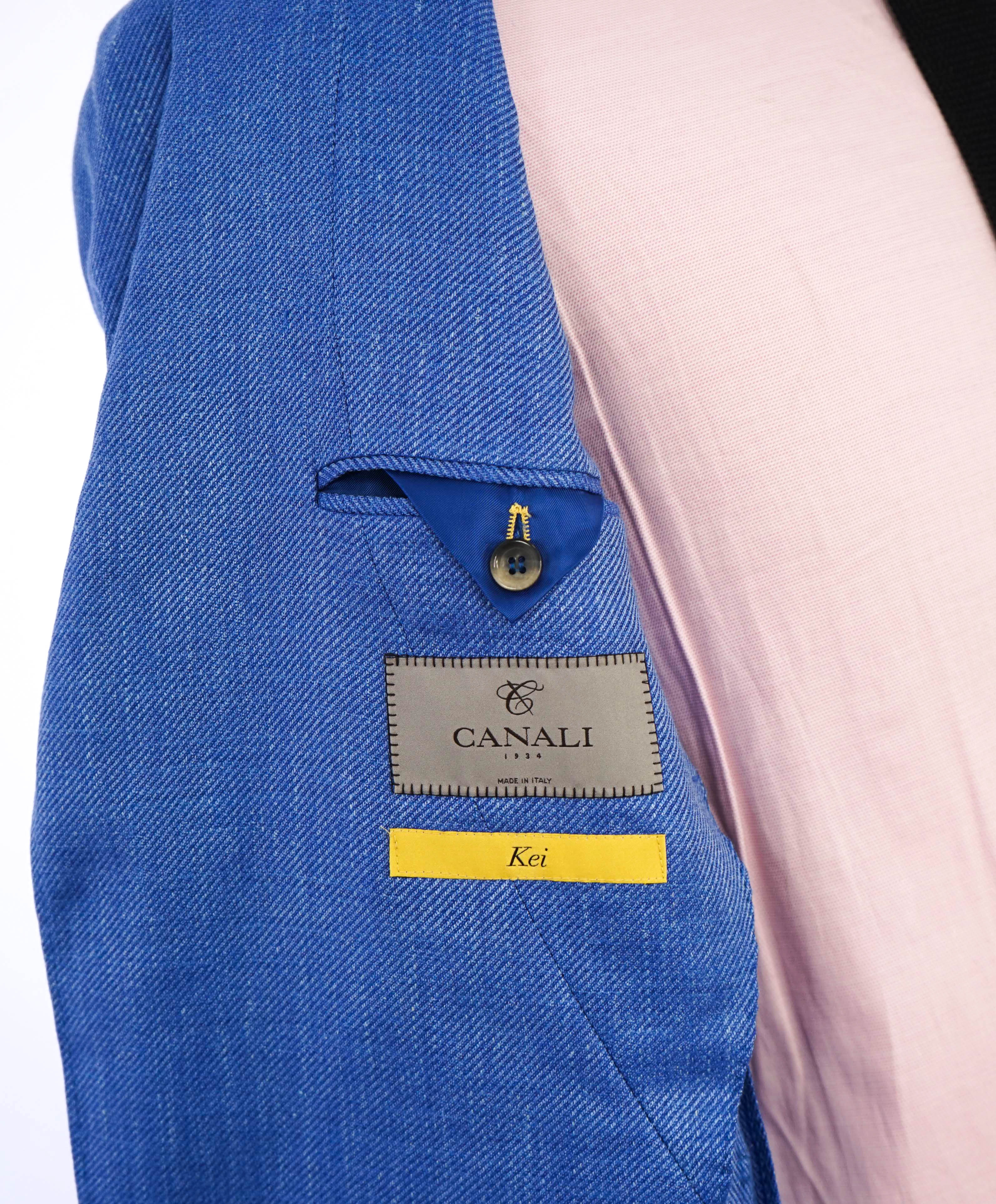 $1,895 CANALI - "KEI" Bold Cobalt Blue Wool/Silk/Linen Blazer - 40R