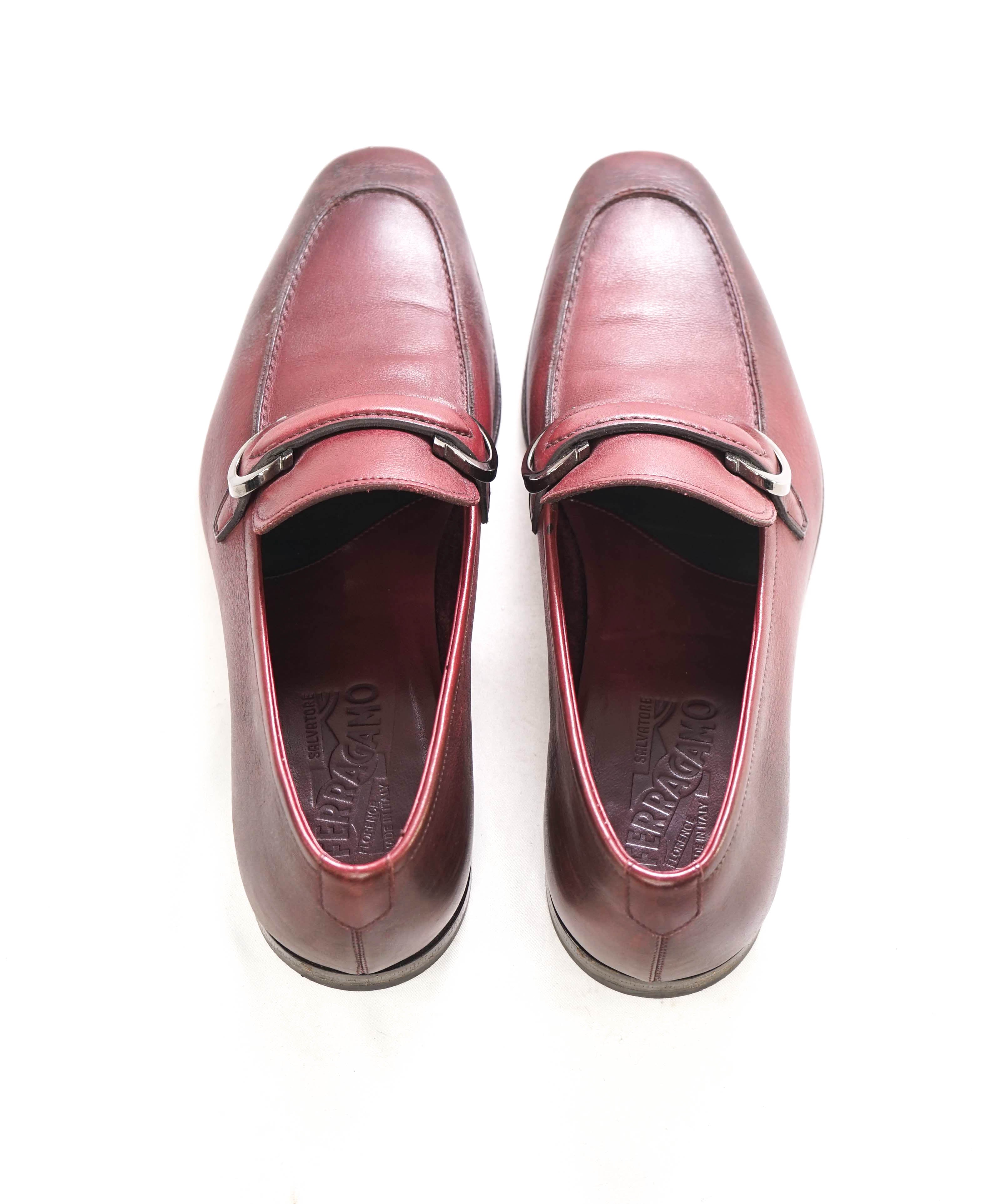 SALVATORE FERRAGAMO - “CARLO" Saddle Soft Burgundy BORDEAUX Leather Loafer- 9.5 E