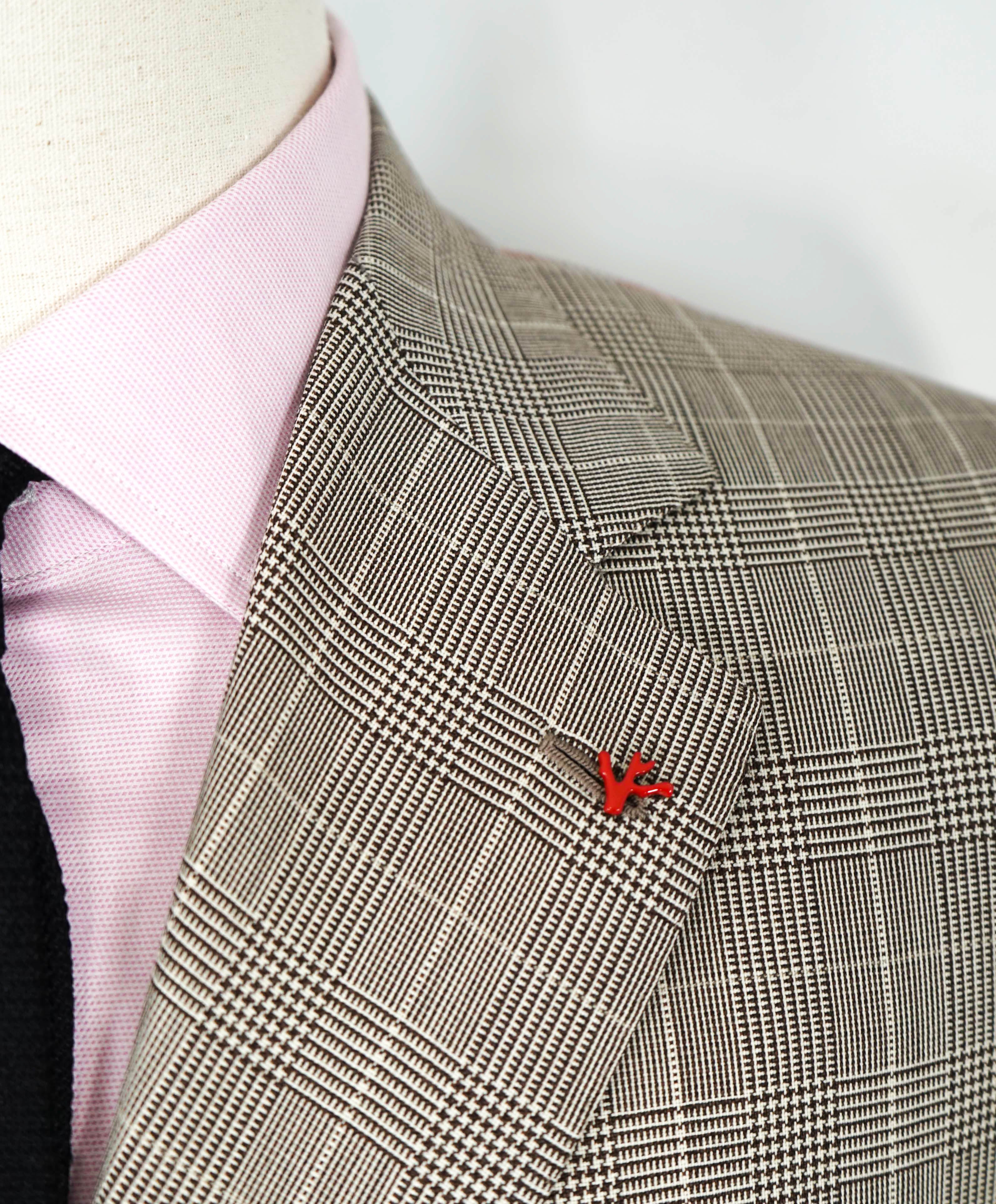 $2,995 ISAIA - Pure Wool Prince of Wales Check *BASE E* Blazer - 40R