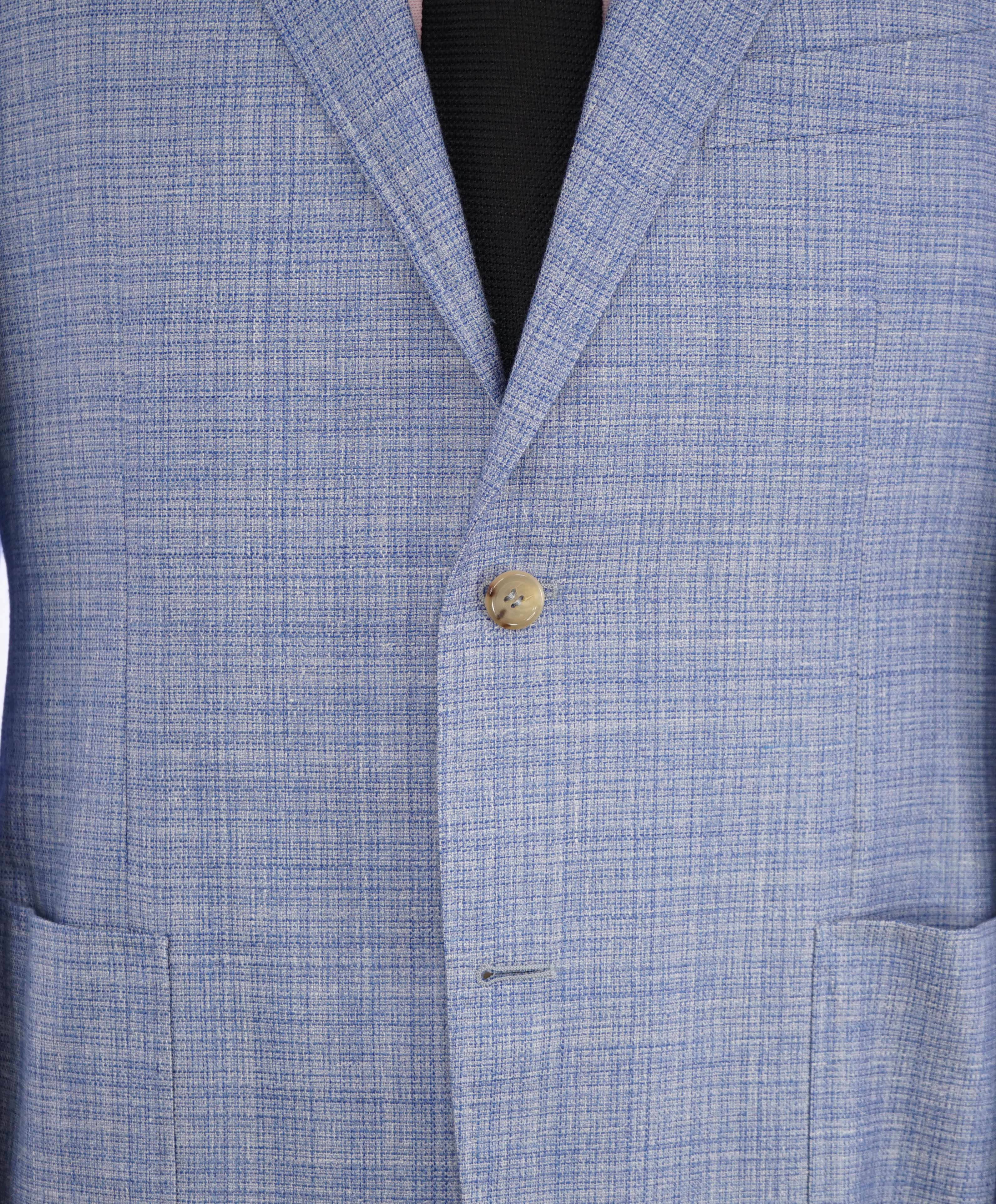 $1,895 CANALI - "KEI" Baby Blue Wool/Silk/Linen Patch Pocket Blazer - 46R