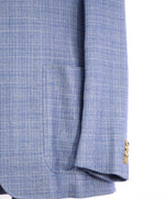 $1,895 CANALI - "KEI" Baby Blue Wool/Silk/Linen Patch Pocket Blazer - 46R