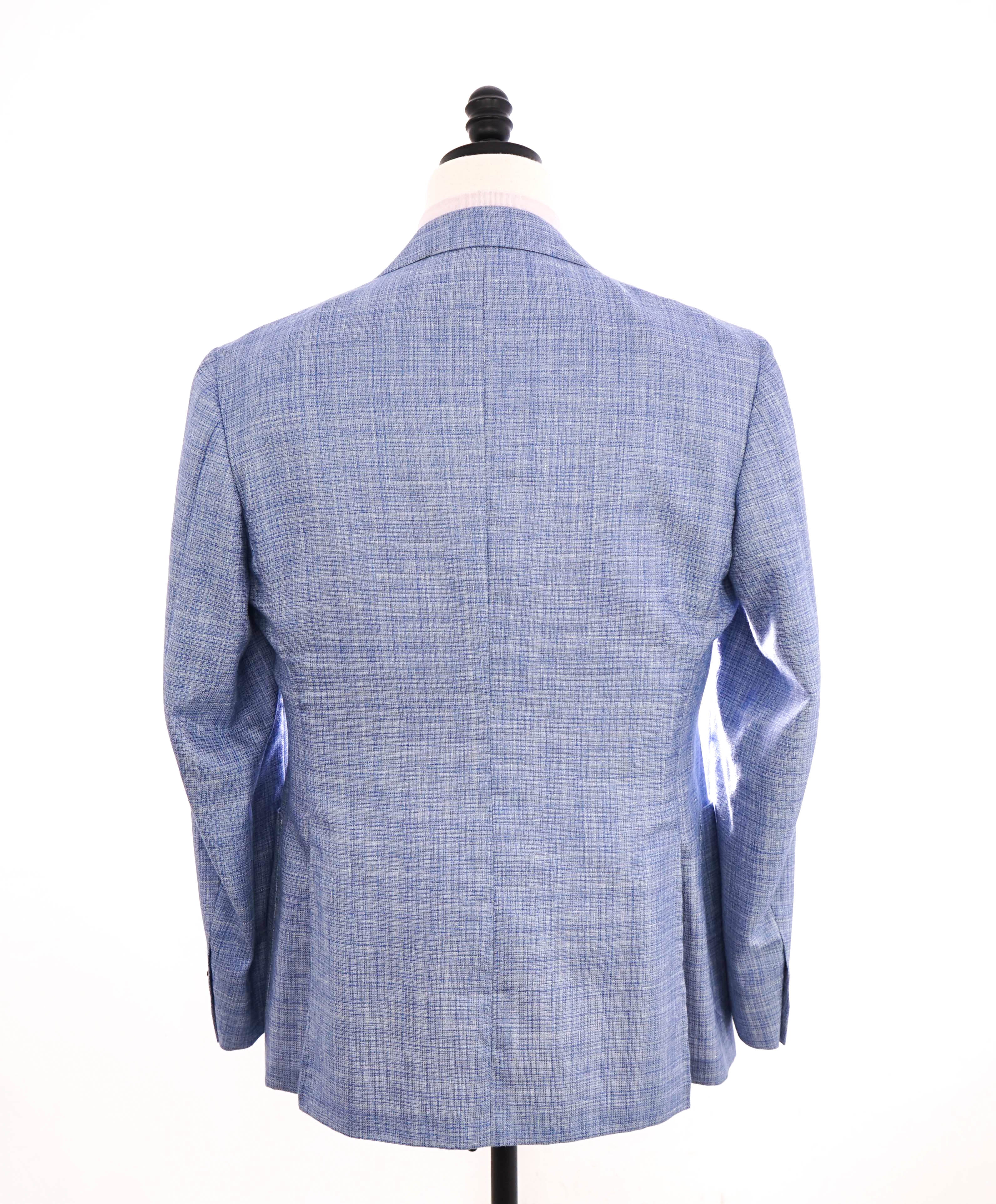 $1,895 CANALI - "KEI" Baby Blue Wool/Silk/Linen Patch Pocket Blazer - 46R